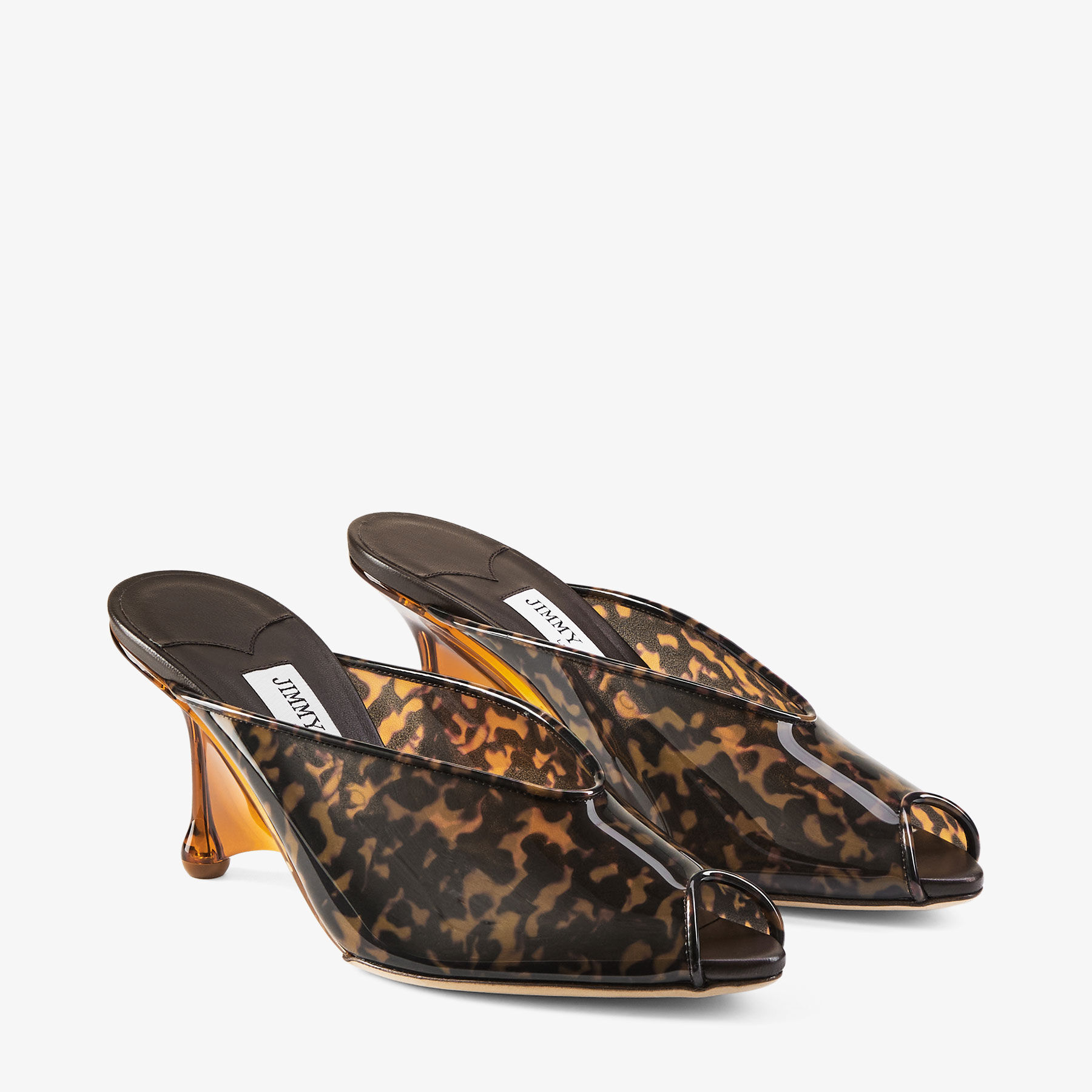 Glace Mule 80 | Amber and Brown Mix Tortoiseshell TPU Sandals with
