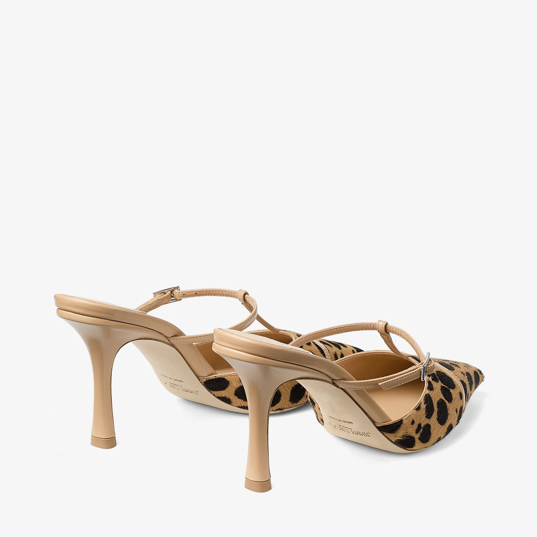 Gloria Mule 85 | Natural Cheetah Print Pony Leather Mules | JIMMY CHOO