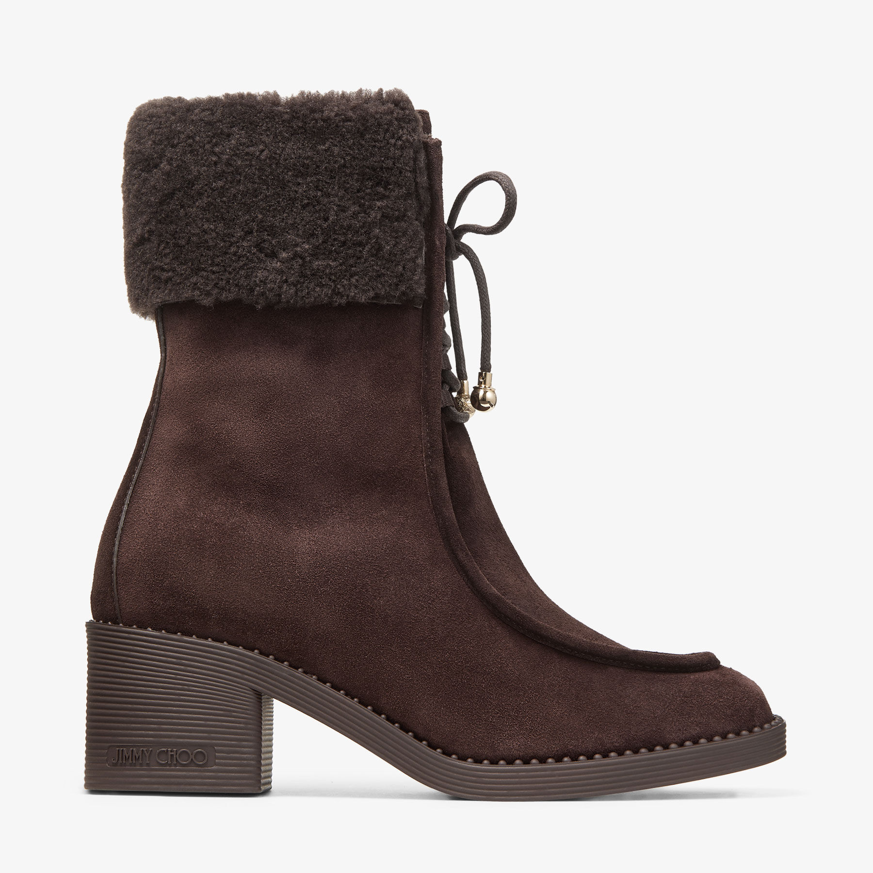 るー Hali Ankle Boot 60 | Chocolate Velvet Suede Ankle Boot with