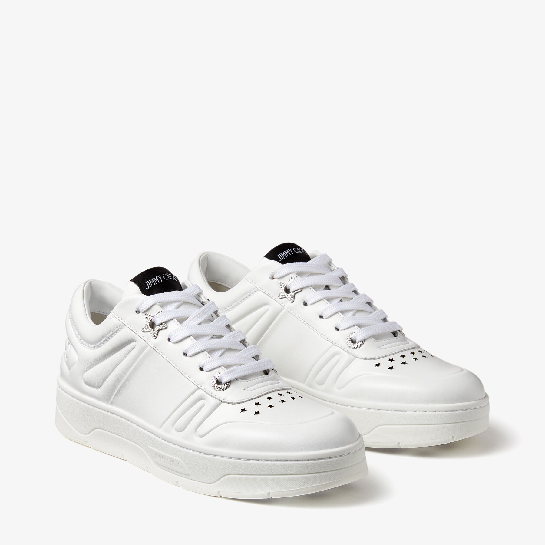 関税込み JIMMY CHOO HAWAII/F カーフレザー スニーカー White Calf Leather Lace Up Trainers|HAWAII F |Cruise '20