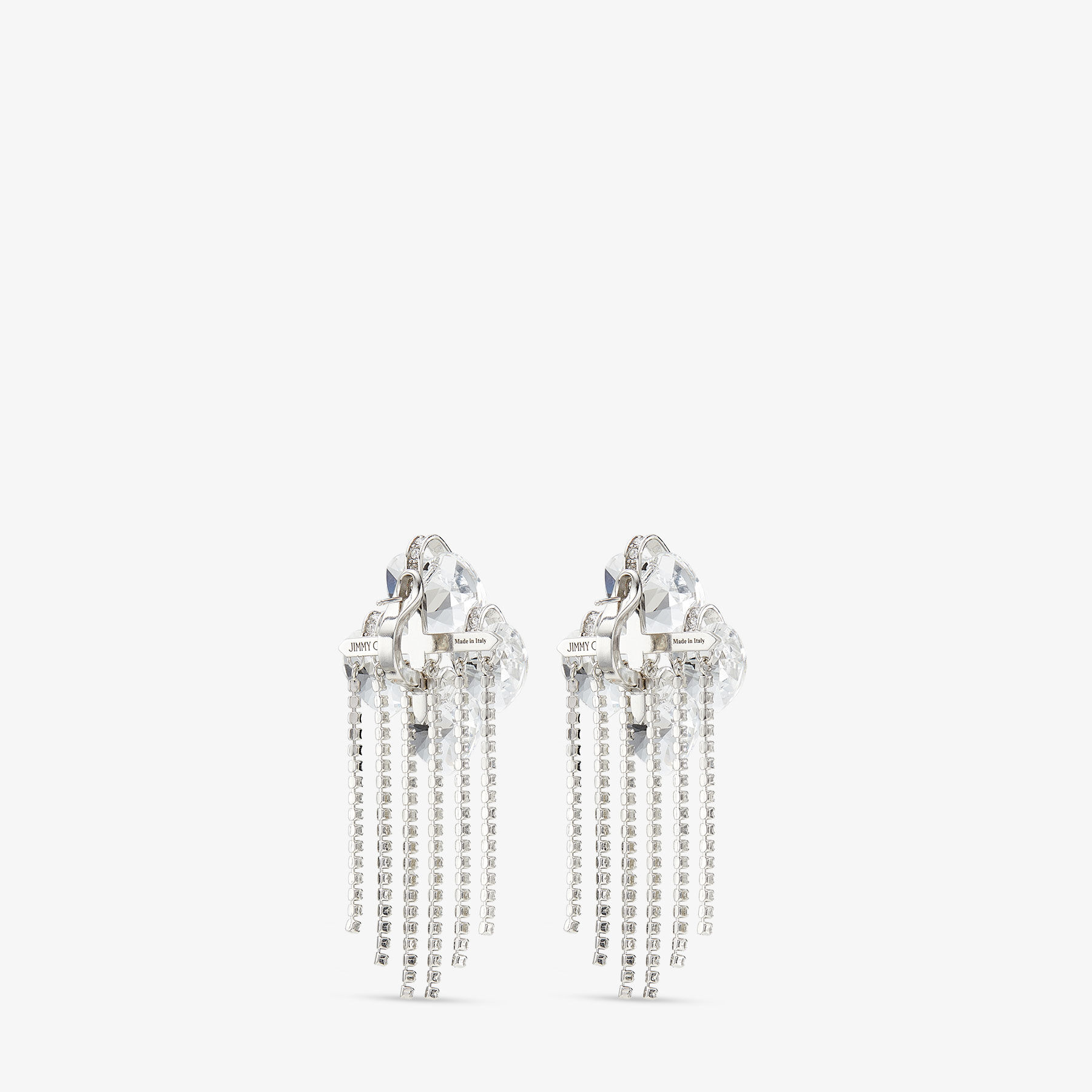 JIMMY CHOO Heart Drop Earring クリスタル付き Heart Drop Earring | Silver-Finish Heart Drop Earrings with