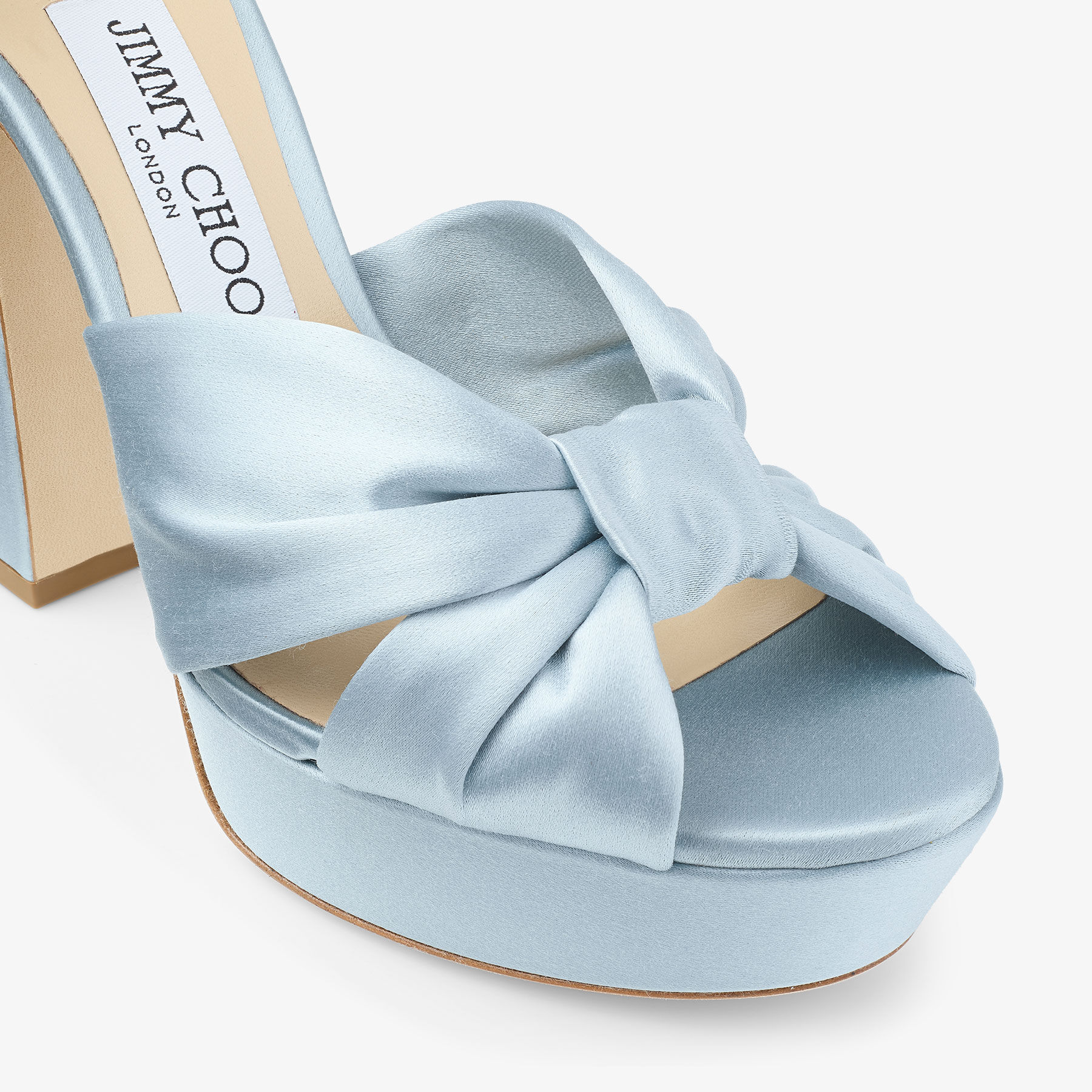 Heloise 120 | Ice Blue Satin Platform Sandals | JIMMY CHOO