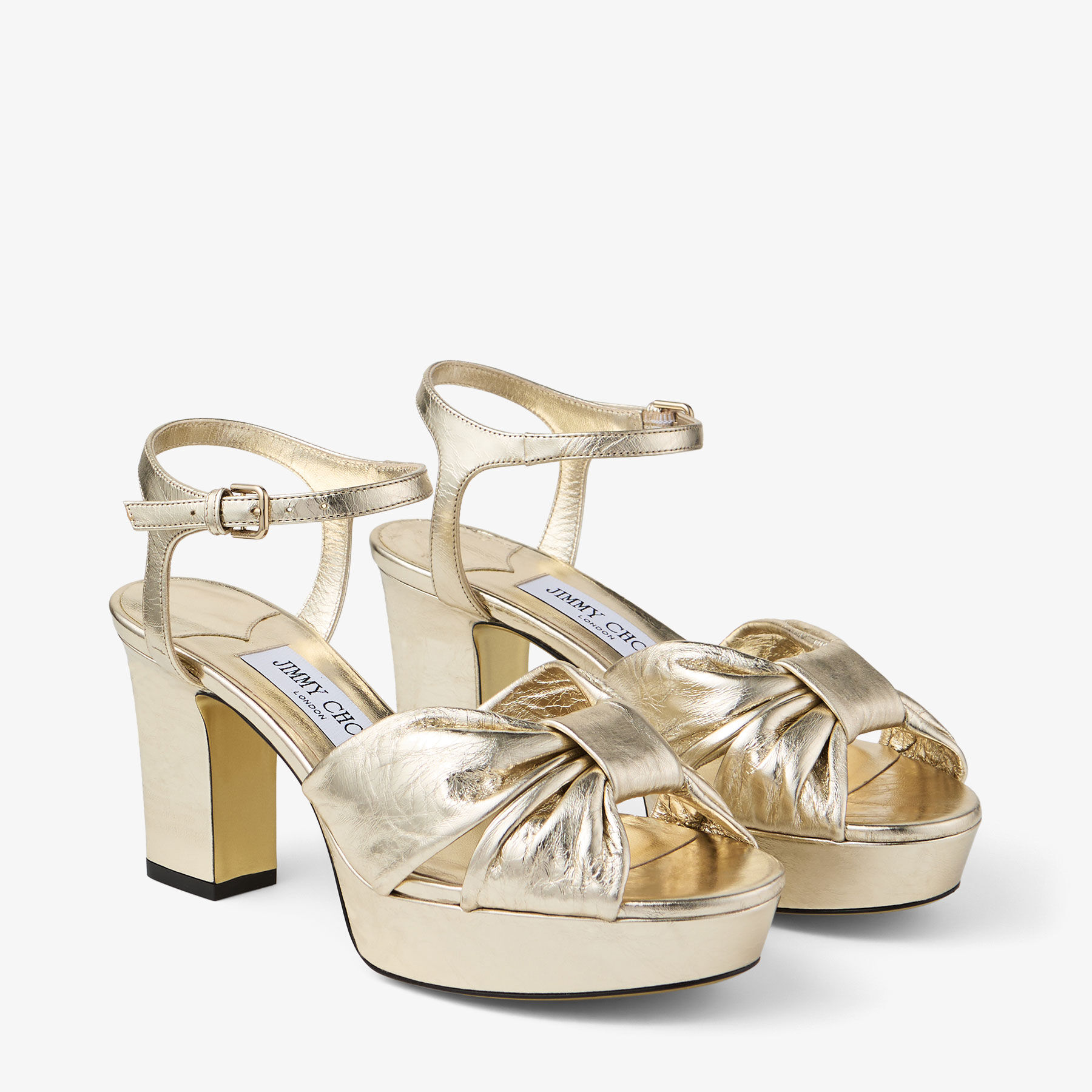 Heloise 80 | Gold Vintage Metallic Leather Platform Sandals