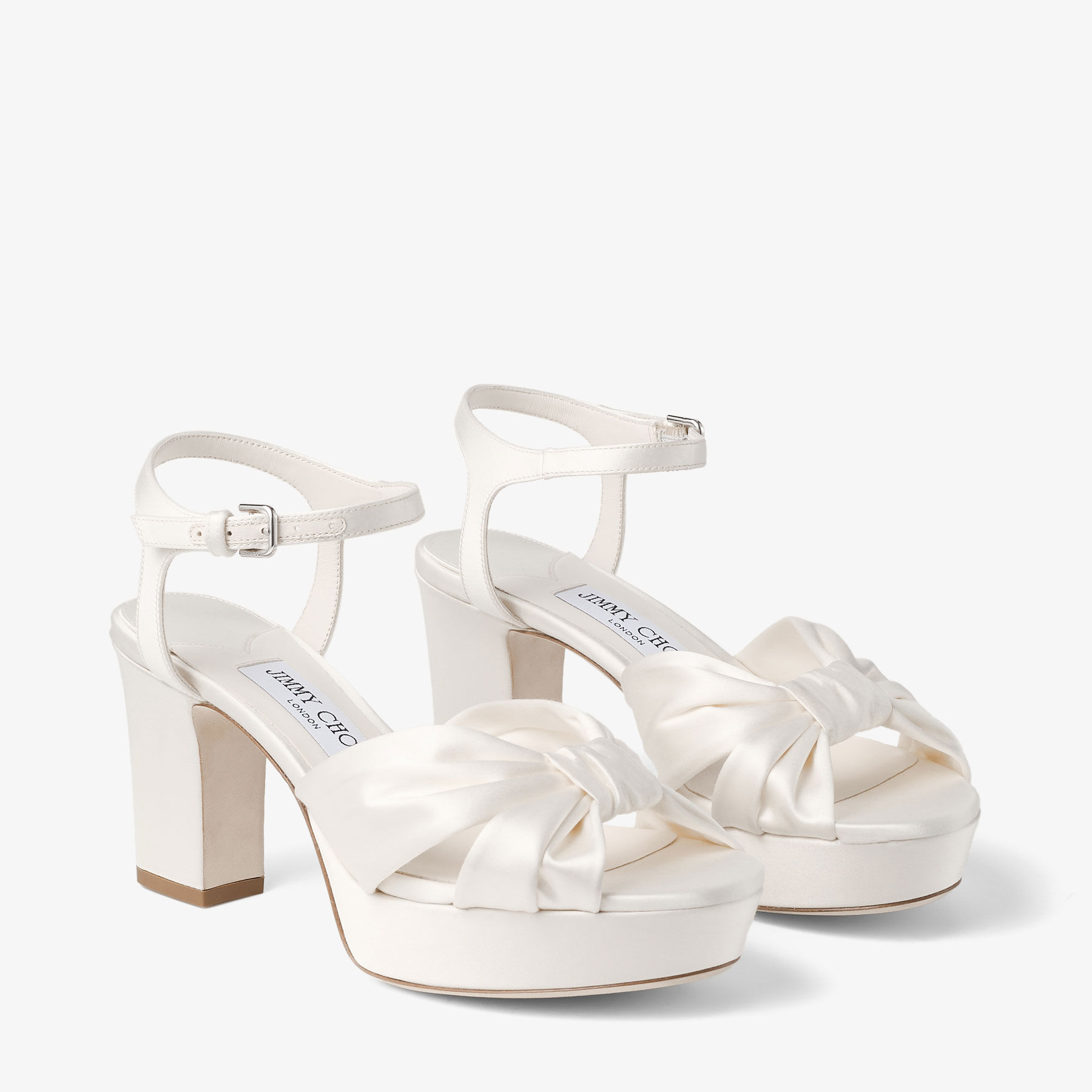 Heloise 80 | Ivory Satin Sandals | JIMMY CHOO