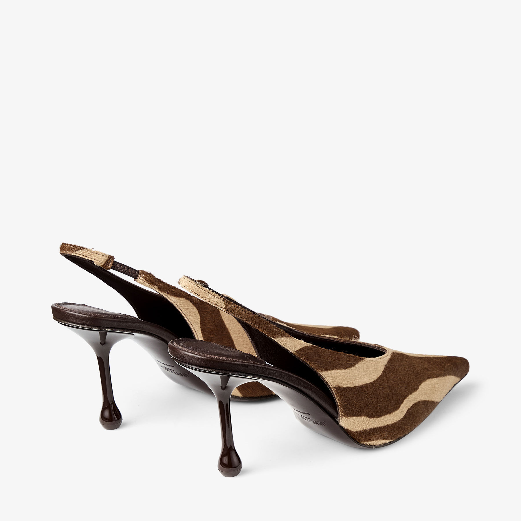 Isa 80 | Chocolate Zebra Printed Pony Pumps | JIMMY CHOO