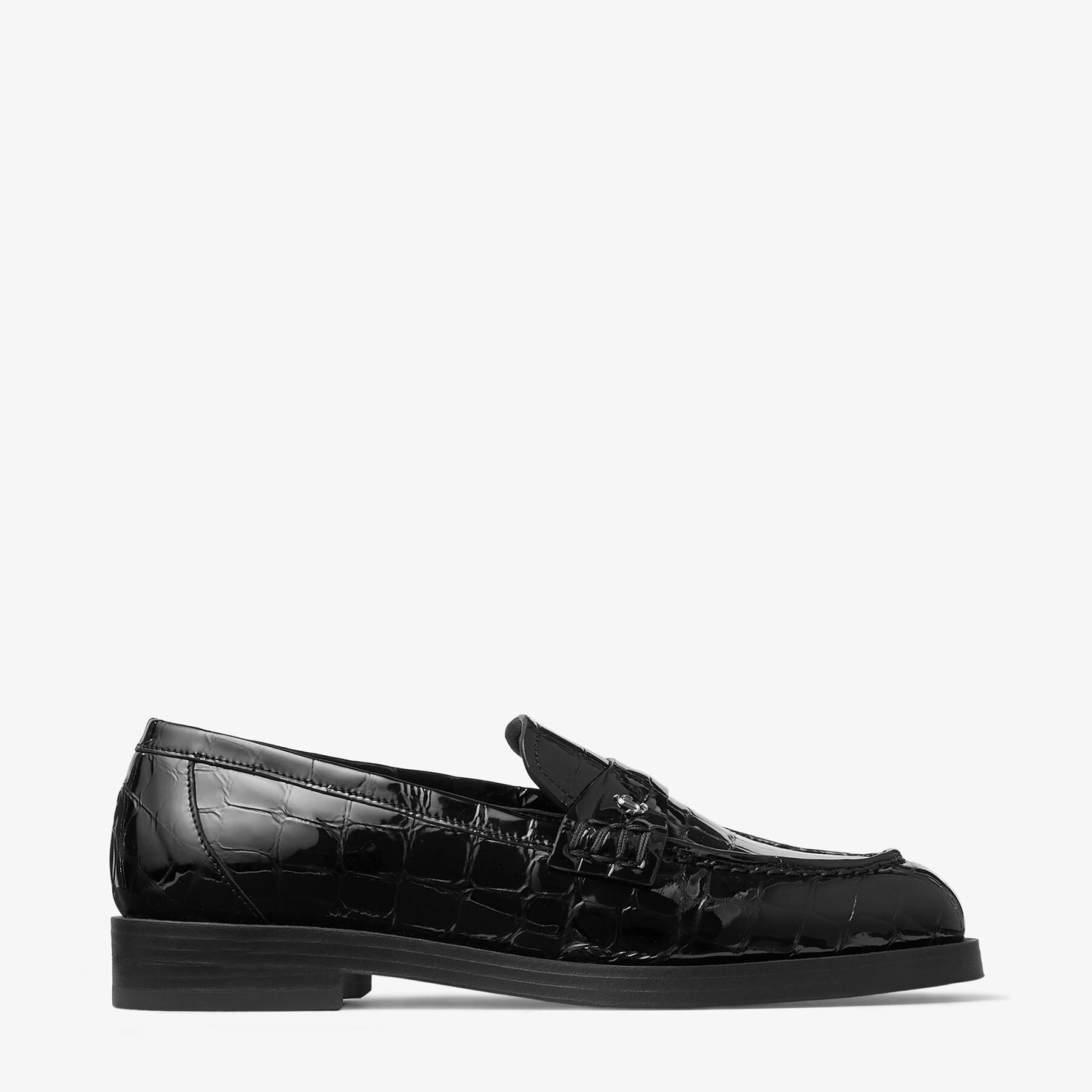 Ivy Loafer | Black Croc Embossed Leather Loafers | JIMMY CHOO