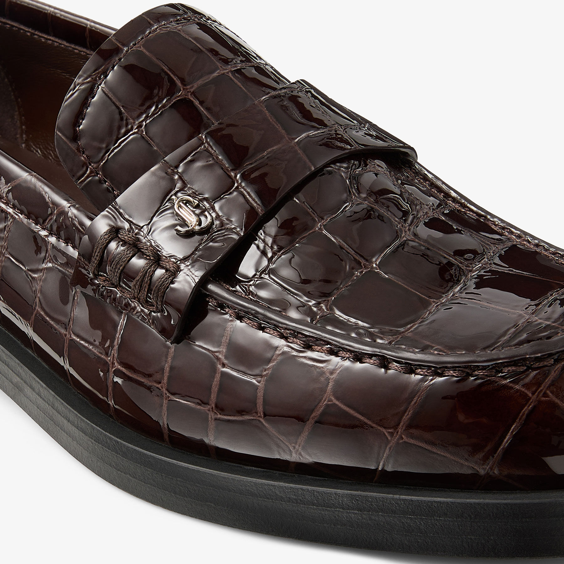 Ivy Loafer | Sambuco Shiny Croc Embossed Leather Loafers | JIMMY CHOO