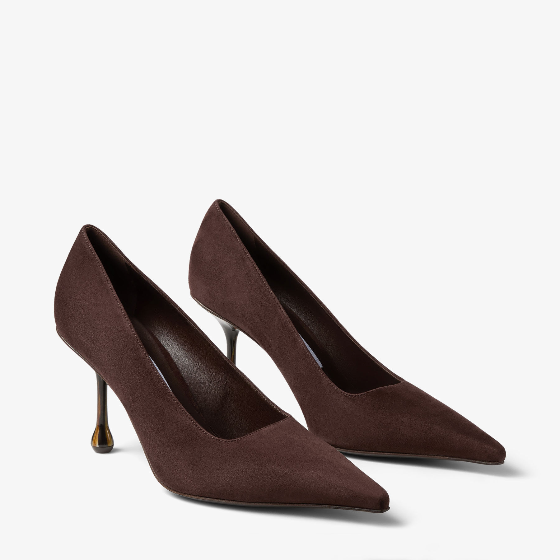Ixia 80 | Chocolate Suede Pumps with Grain Heel | JIMMY CHOO