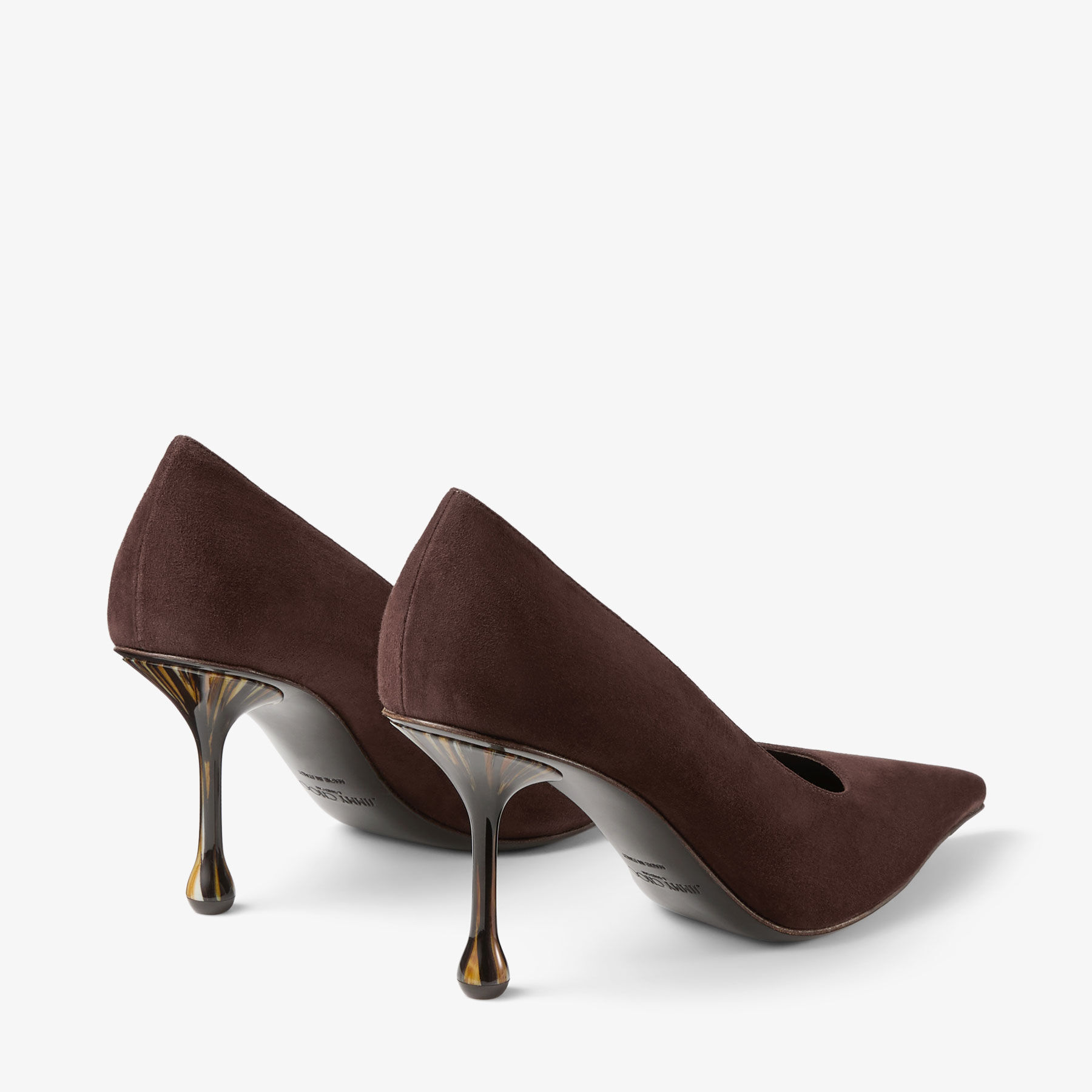 Ixia 80 | Chocolate Suede Pumps with Grain Heel | JIMMY CHOO