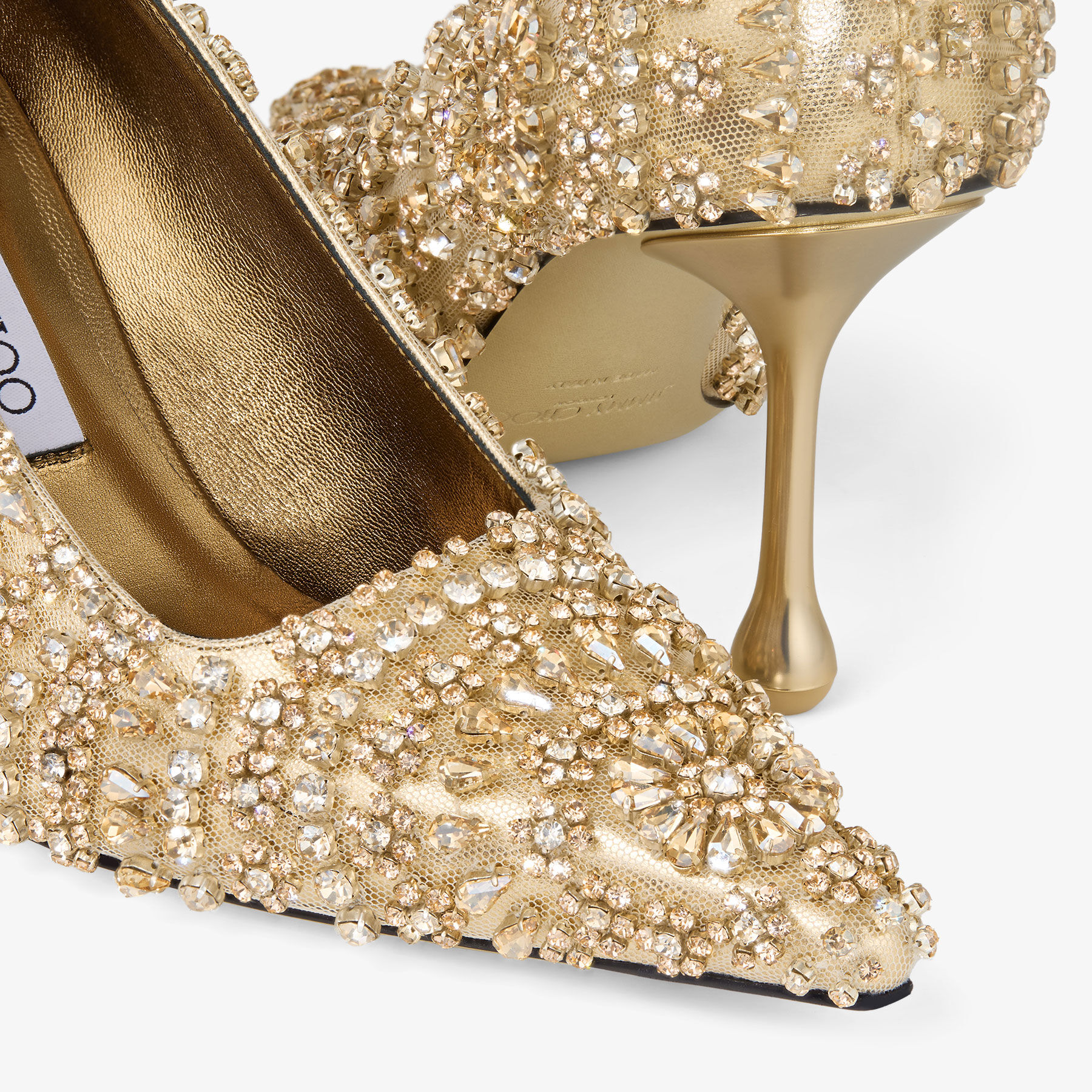 Ixia 80 | Gold Mix Metallic Nappa Leather Pumps with Crystal