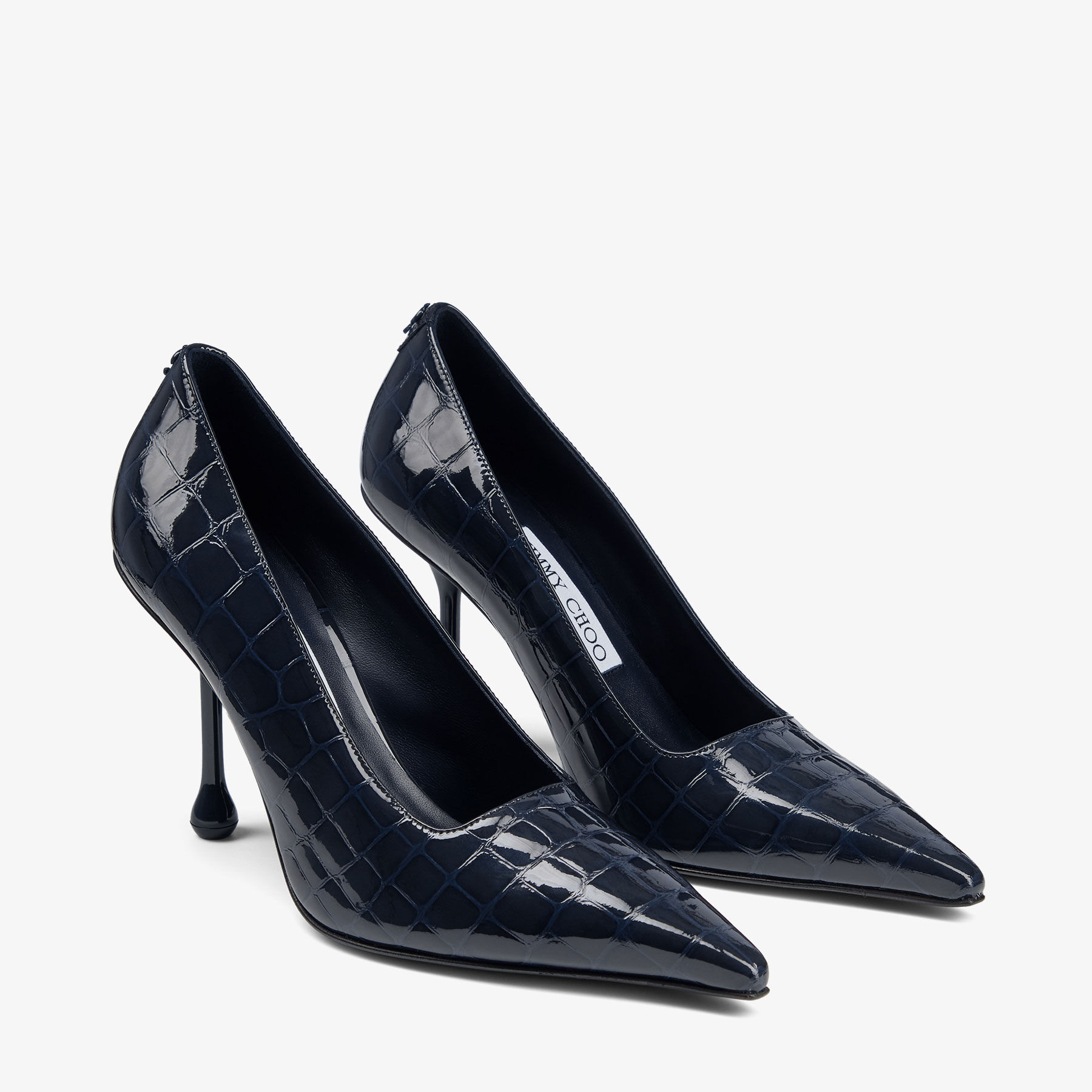 Ixia 95 | Marine Shiny Croc Embossed Leather Pumps | JIMMY CHOO