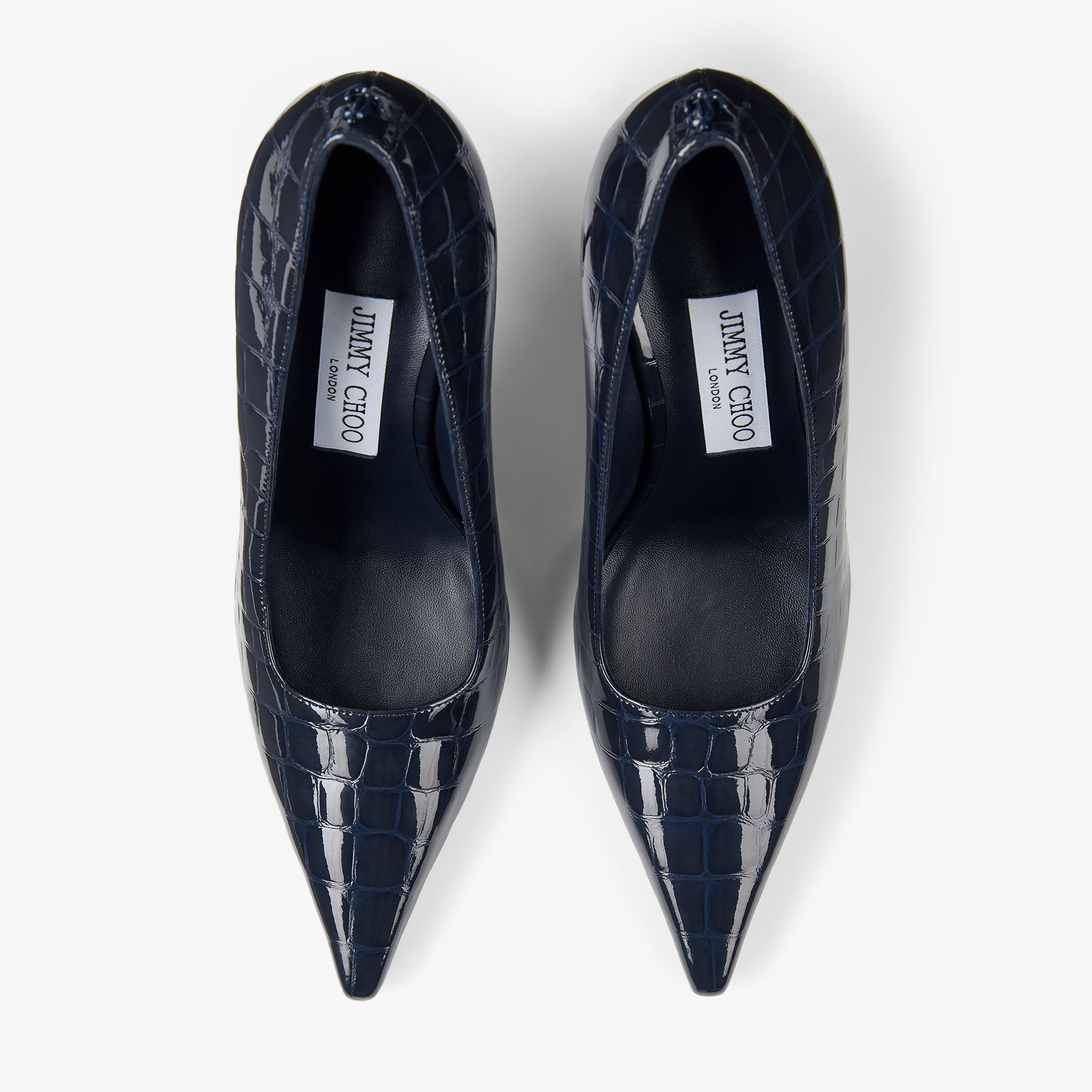 Ixia 95 | Marine Shiny Croc Embossed Leather Pumps | JIMMY CHOO