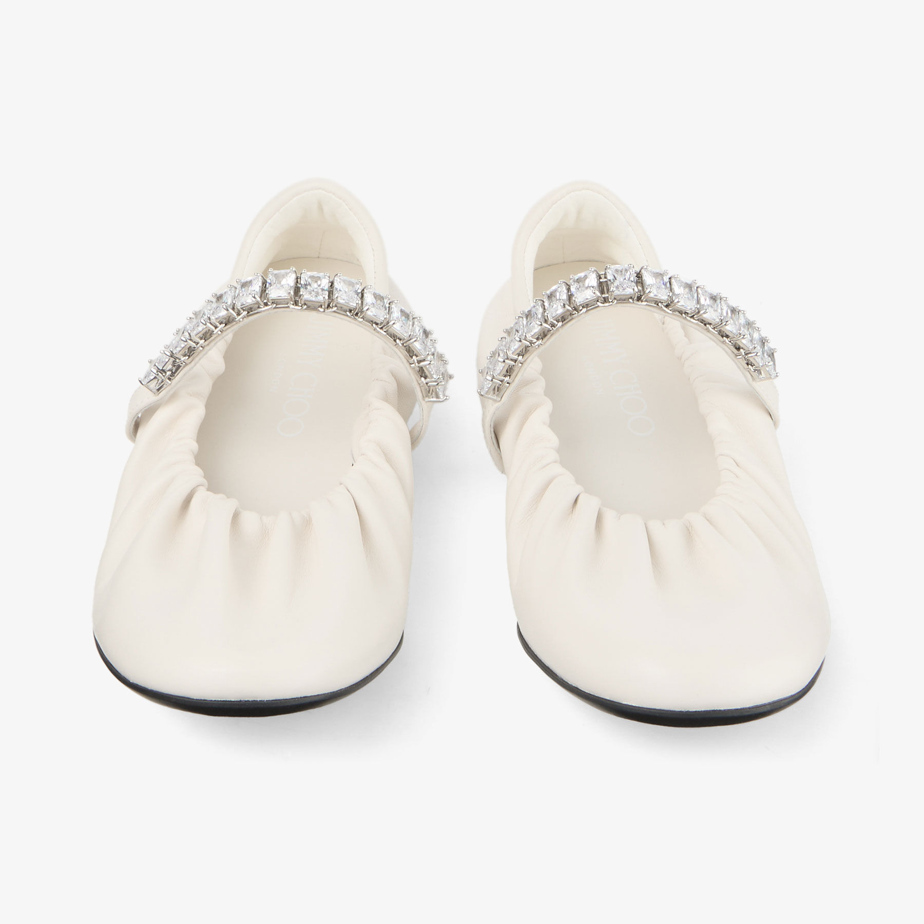 Jade Ballerina | Latte Soft Nappa Leather Ballerina Flats with
