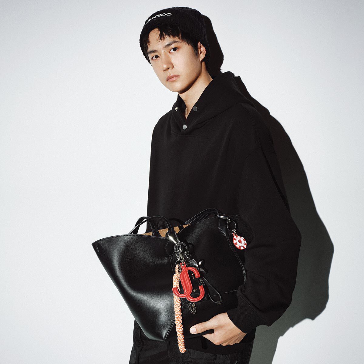 Red & Candy Pink Calf Leather Star Logo | Bag Charm | JIMMY CHOO