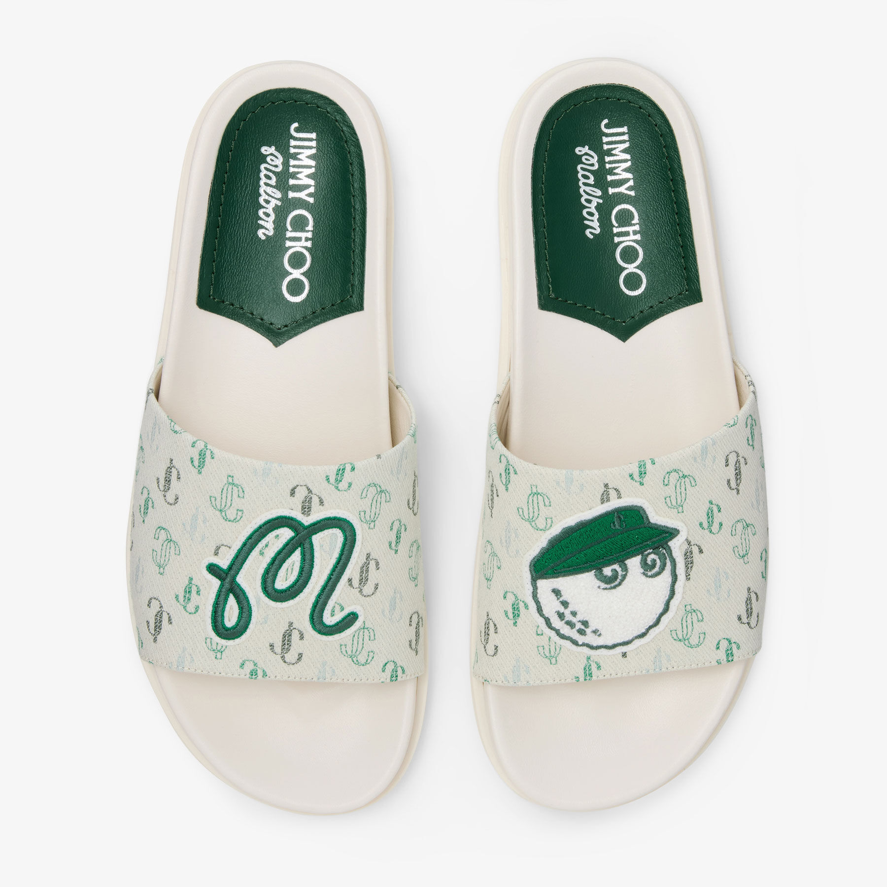 【MALBON GOLF】 JIMMY CHOO/MALBON 2.0 Slide F / 追跡付 Jimmy Choo / Malbon 2.0 Slide F |Monogram Embroidered