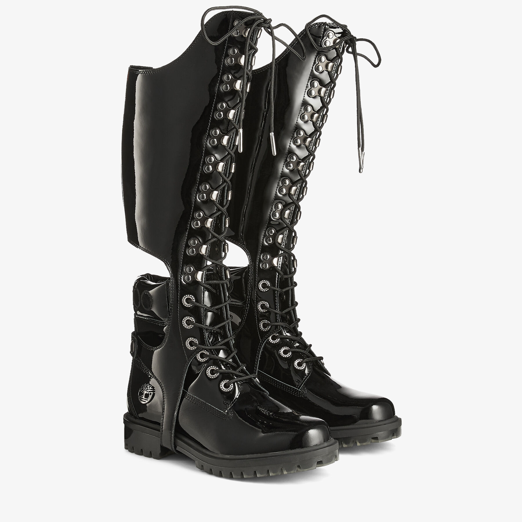 Black Timberland Patent Knee-High Boots |JIMMY CHOO X