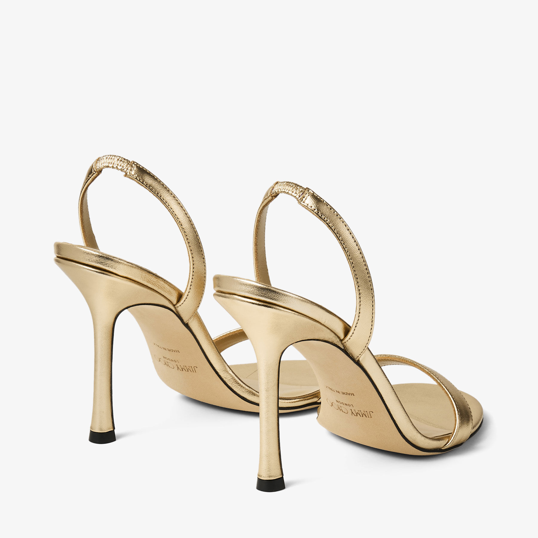 Jenn 100 | Gold Metallic Nappa Leather Sandals | JIMMY CHOO