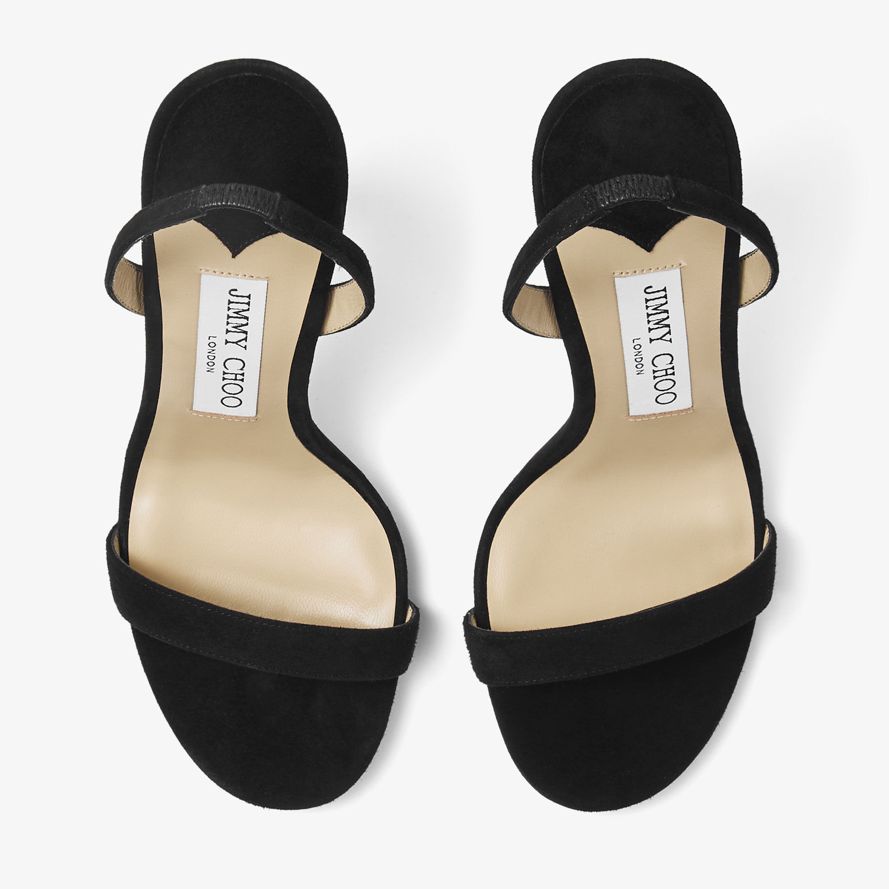 PHS  JIMMY CHOO ブラックオープントゥサンダル Jenn 100 | Black Suede Sandals | JIMMY CHOO