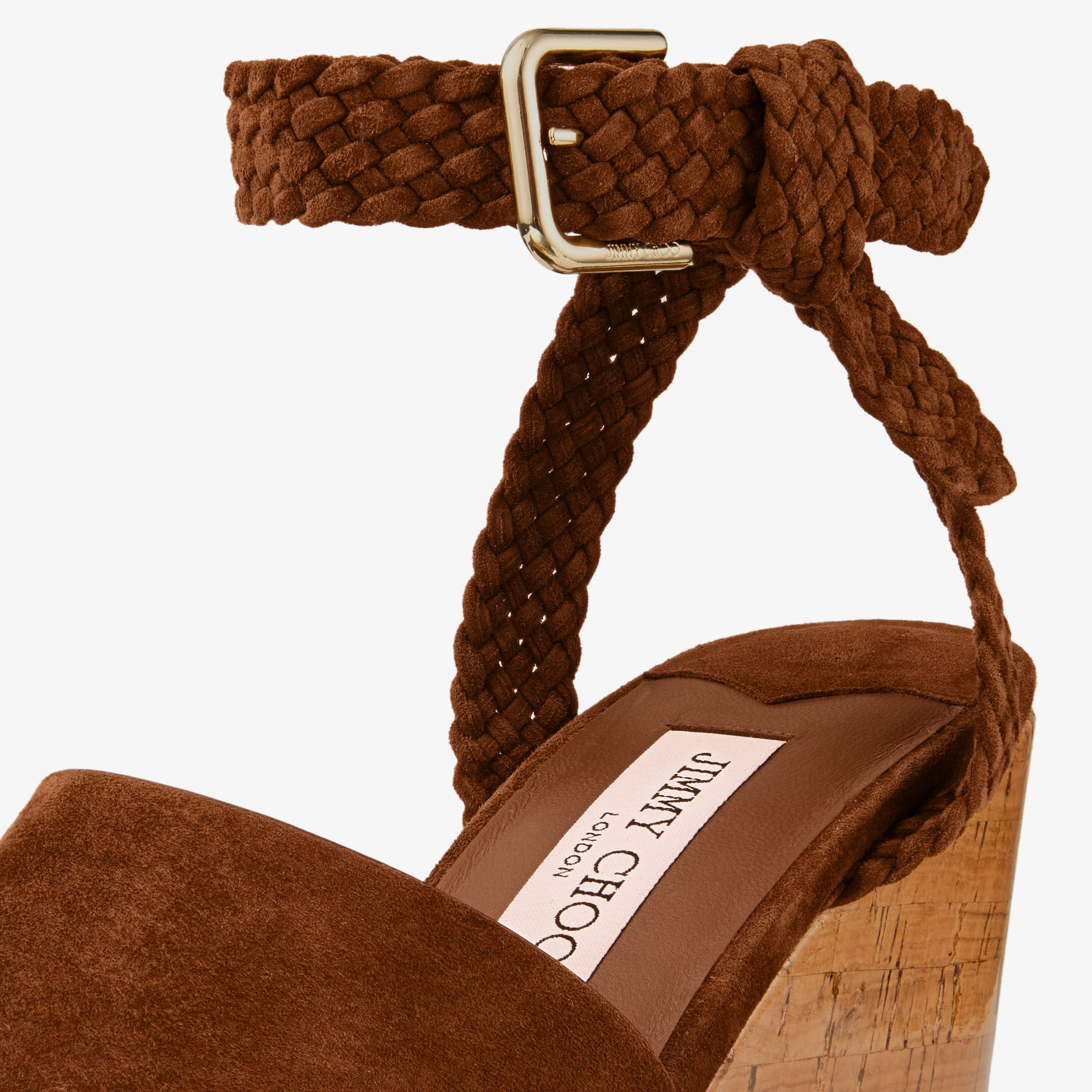 Jori 100 | Tan Suede and Shiny Cork Wedges | JIMMY CHOO