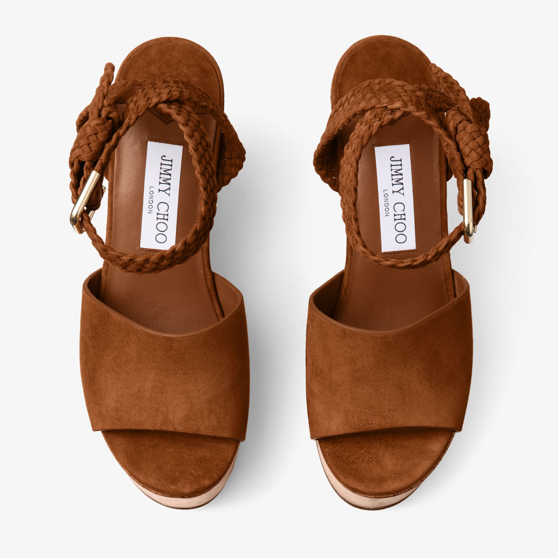 Jori 100 | Tan Suede and Shiny Cork Wedges | JIMMY CHOO