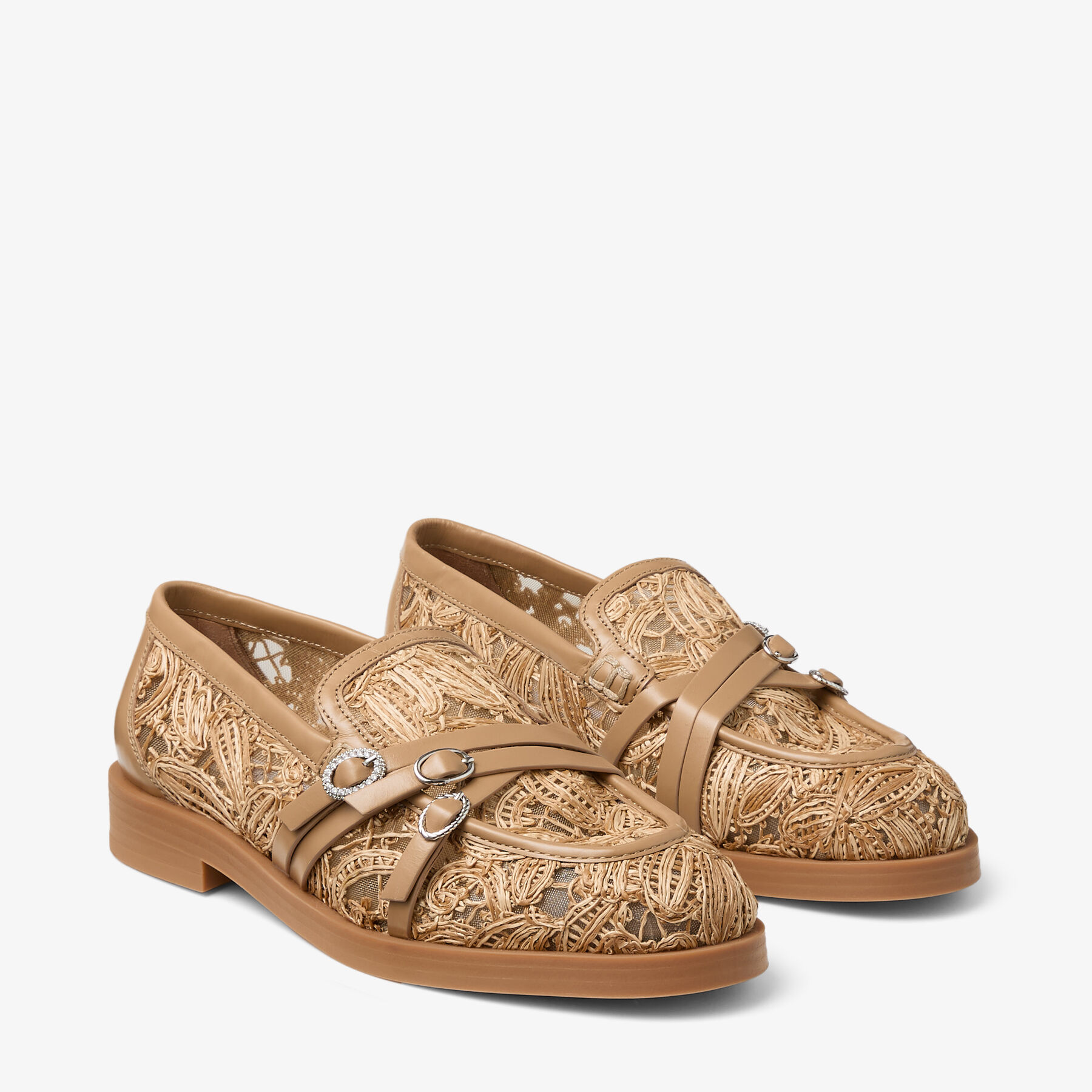 Kalia Loafer | Natural Flower Woven Raffia and Calf Leather