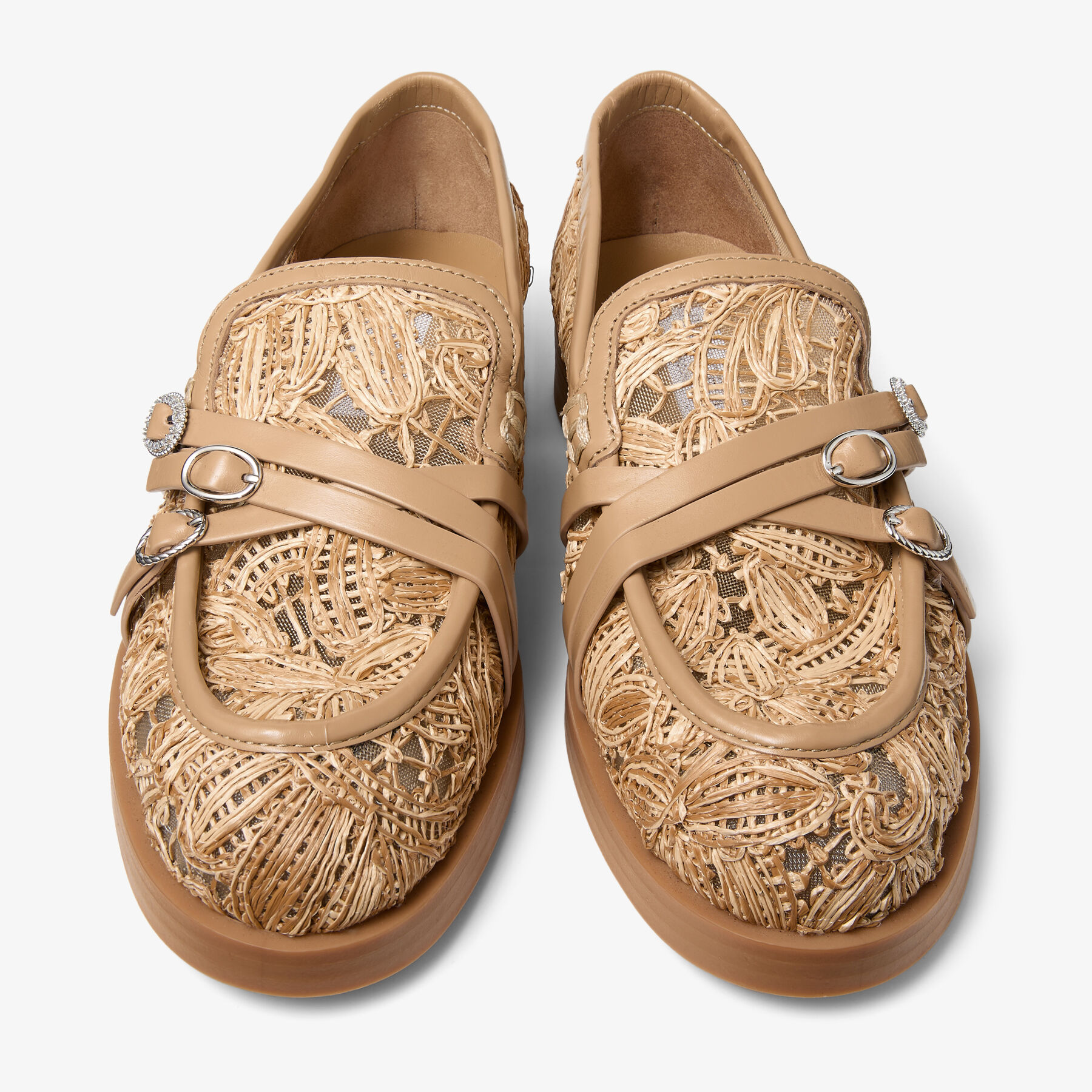 Kalia Loafer | Natural Flower Woven Raffia and Calf Leather