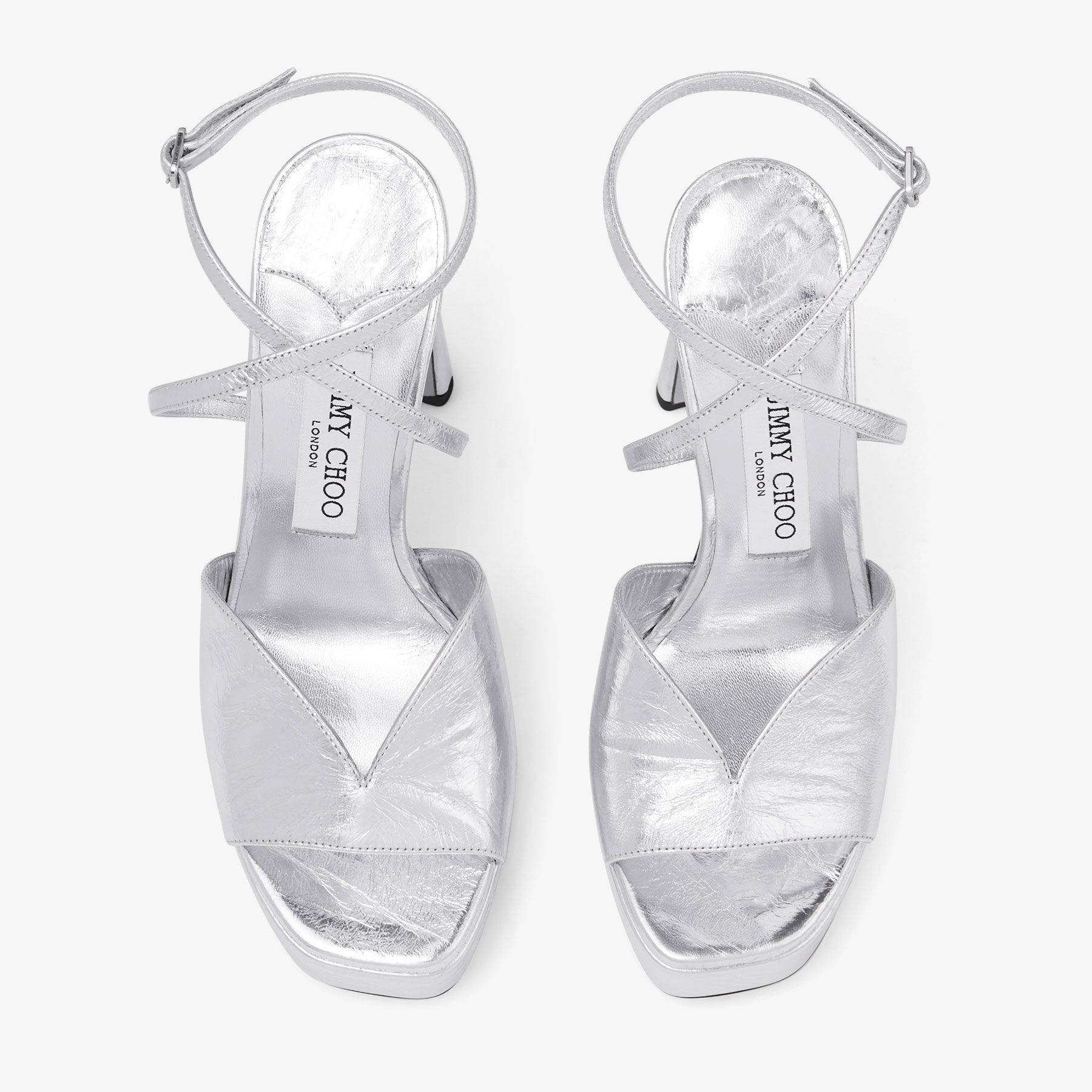 Karli/PF 125 | Silver Metallic Leather Platform Sandals