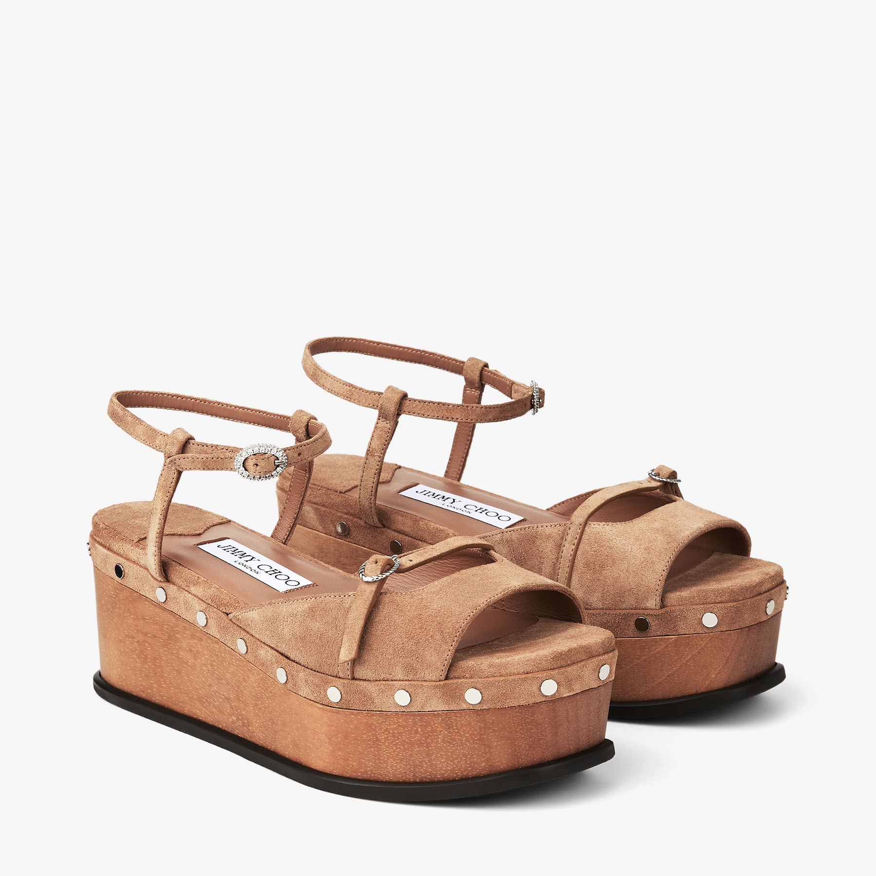 Kata 60 | Toffee Velvet Suede Sandal Wedges | JIMMY CHOO