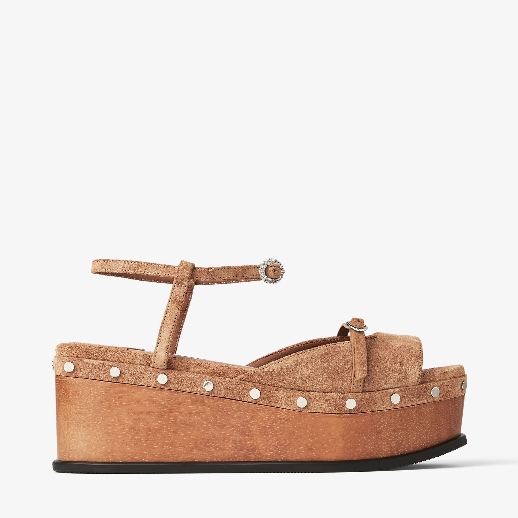Kata 60 | Toffee Velvet Suede Sandal Wedges | JIMMY CHOO display picture 1