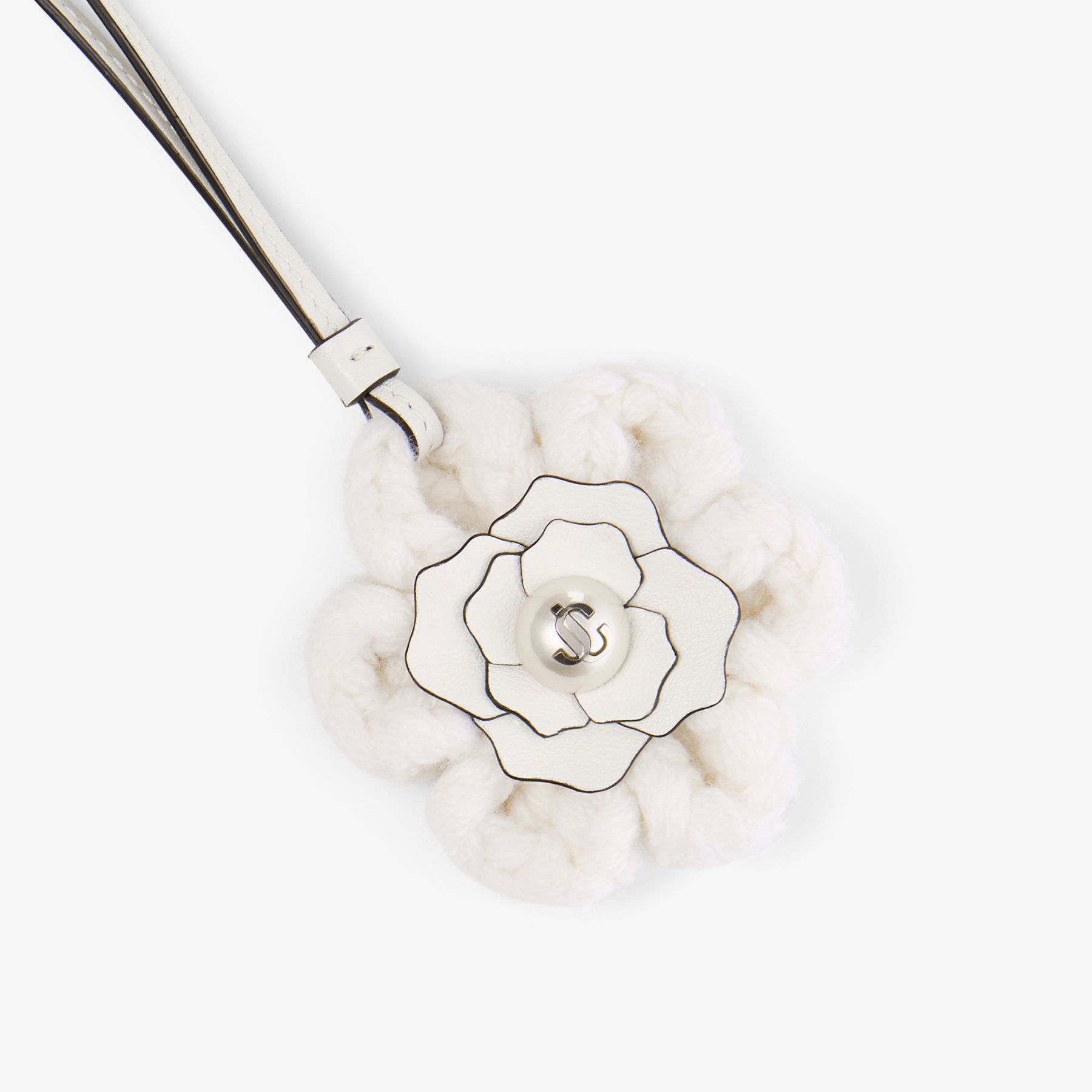 Knitted Flower Charm | Latte Knitted Wool Flower Charm with
