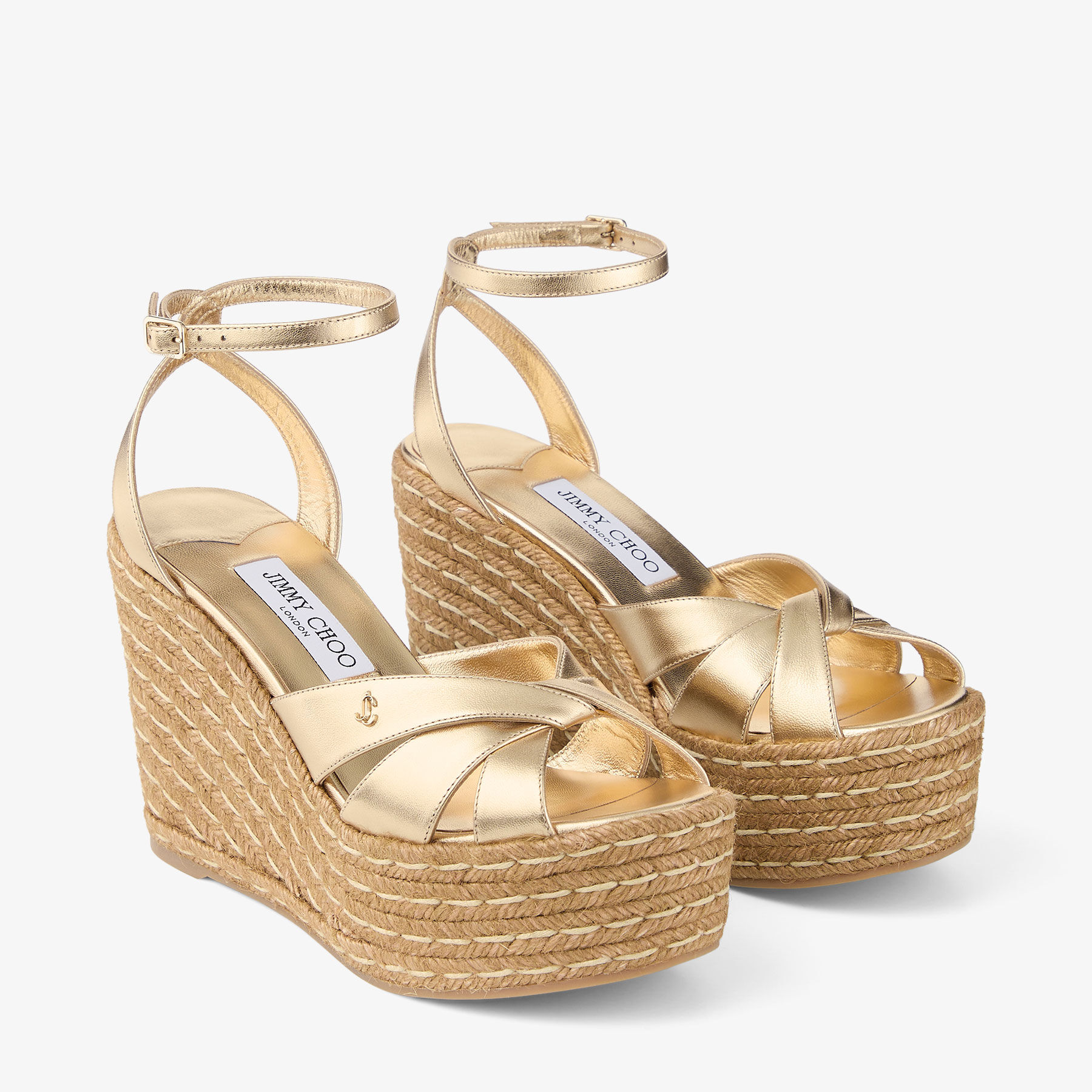 Korra 100 | Gold Metallic Nappa Leather Wedges | JIMMY CHOO