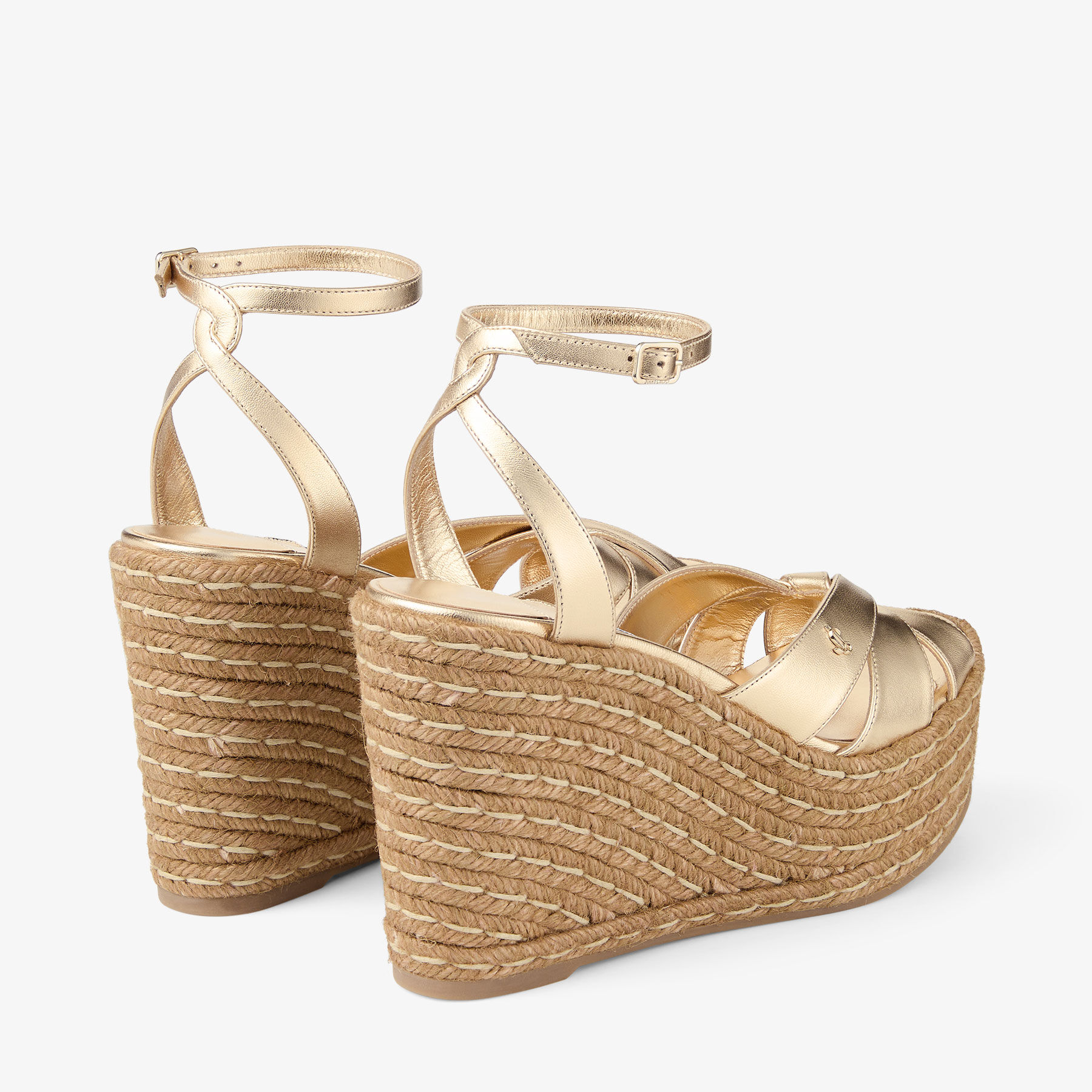 Korra 100 | Gold Metallic Nappa Leather Wedges | JIMMY CHOO