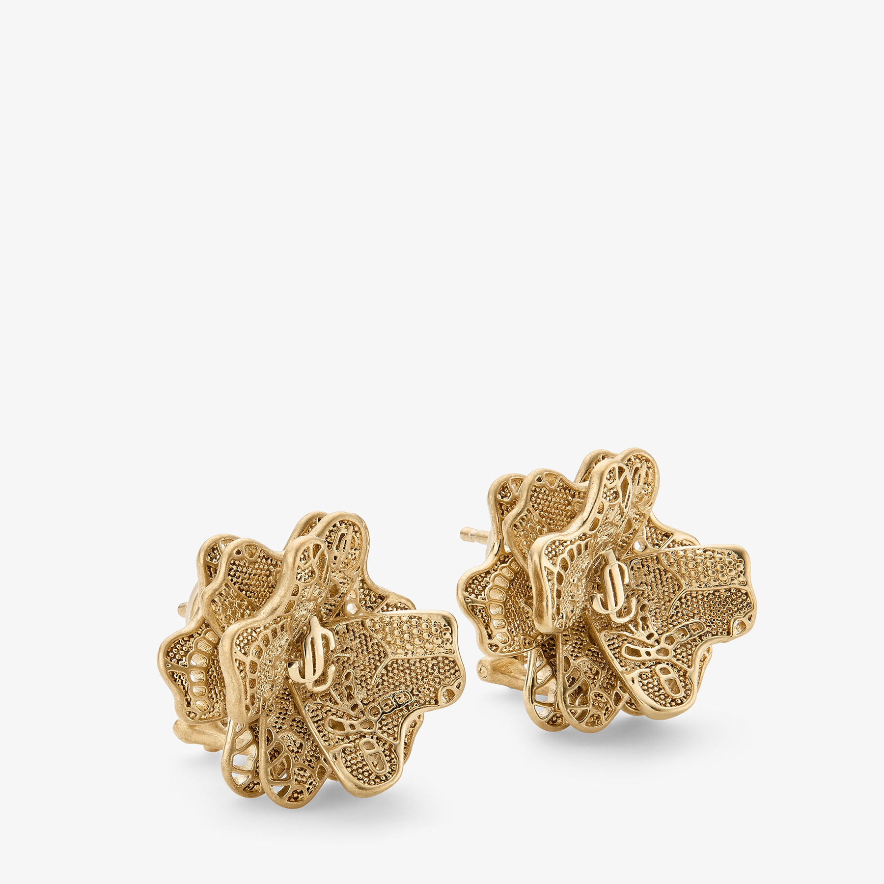 Hana fumikauchida/ウエストアクセサリー Lace Corsage Studs | Gold Finish Metal Corsage Earrings | JIMMY CHOO