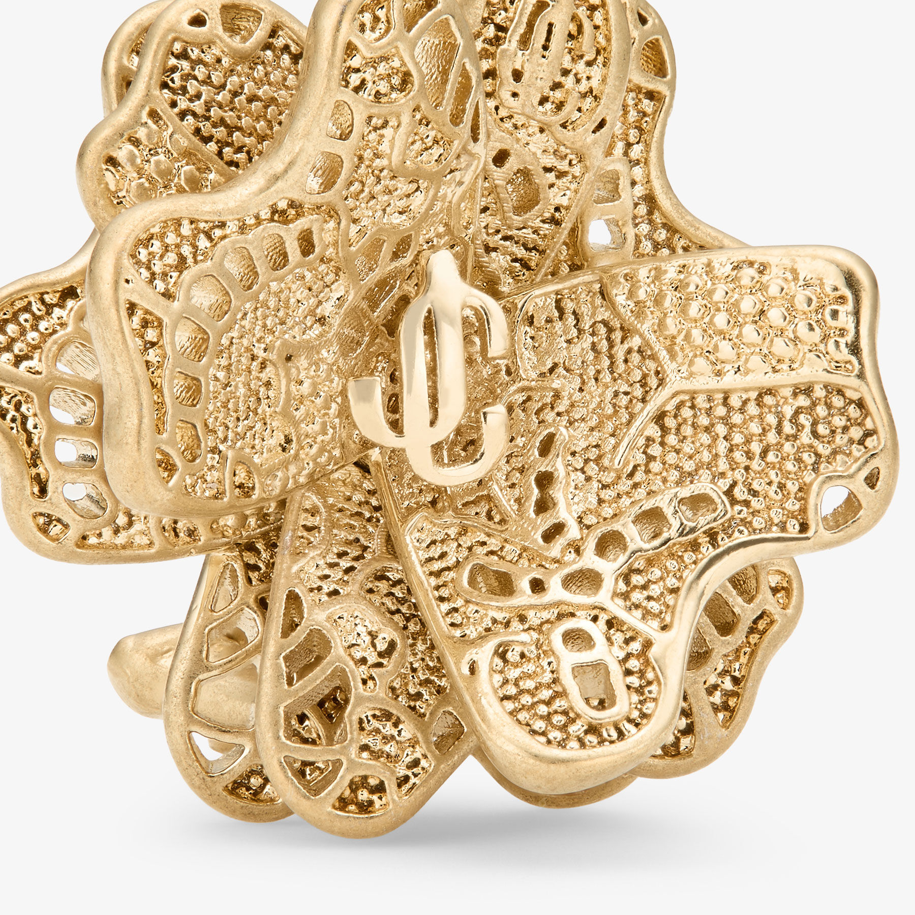 Lace Corsage Studs | Gold Finish Metal Corsage Earrings | JIMMY CHOO