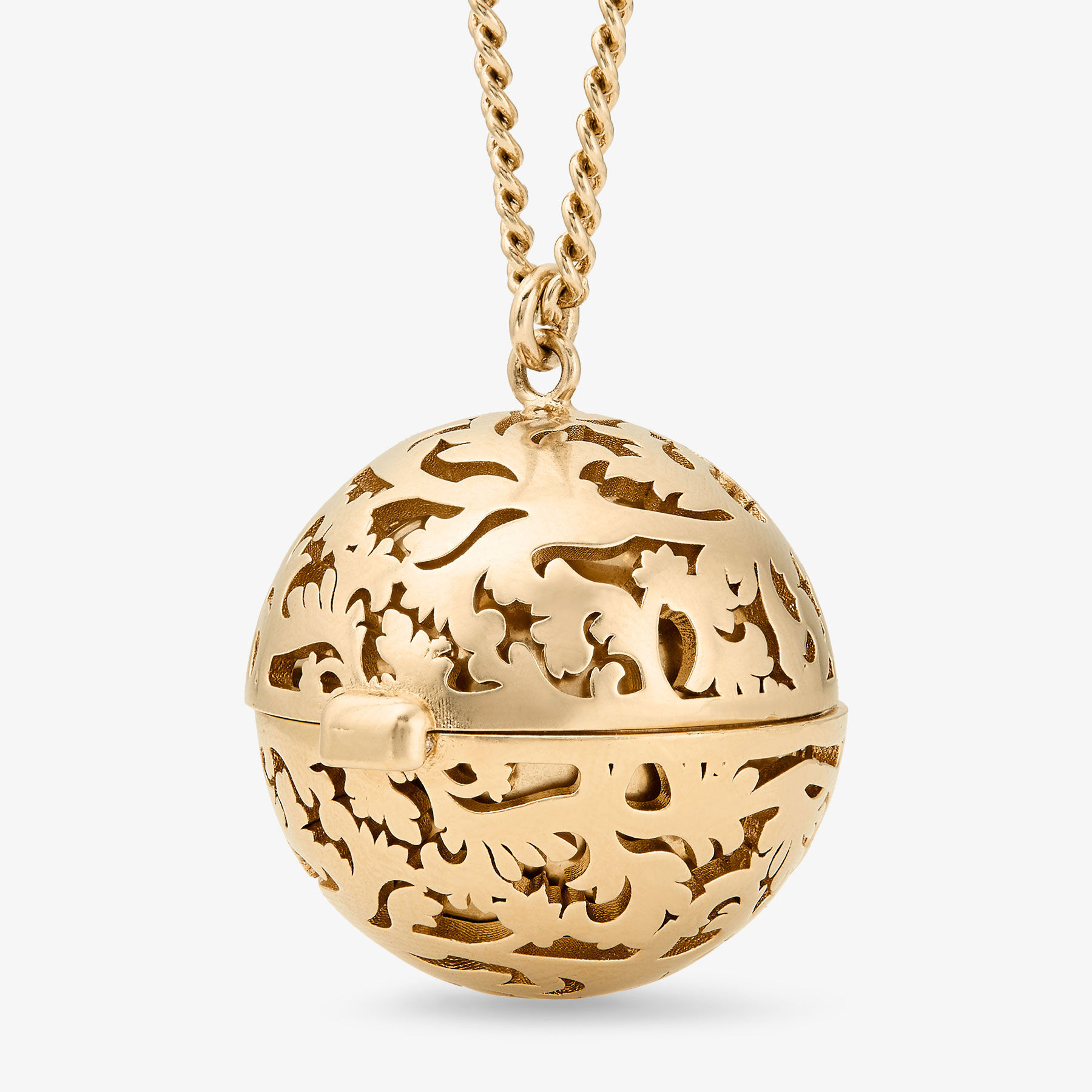Lace Sphere Pendant | Gold Finish Metal Sphere Pendant Necklace