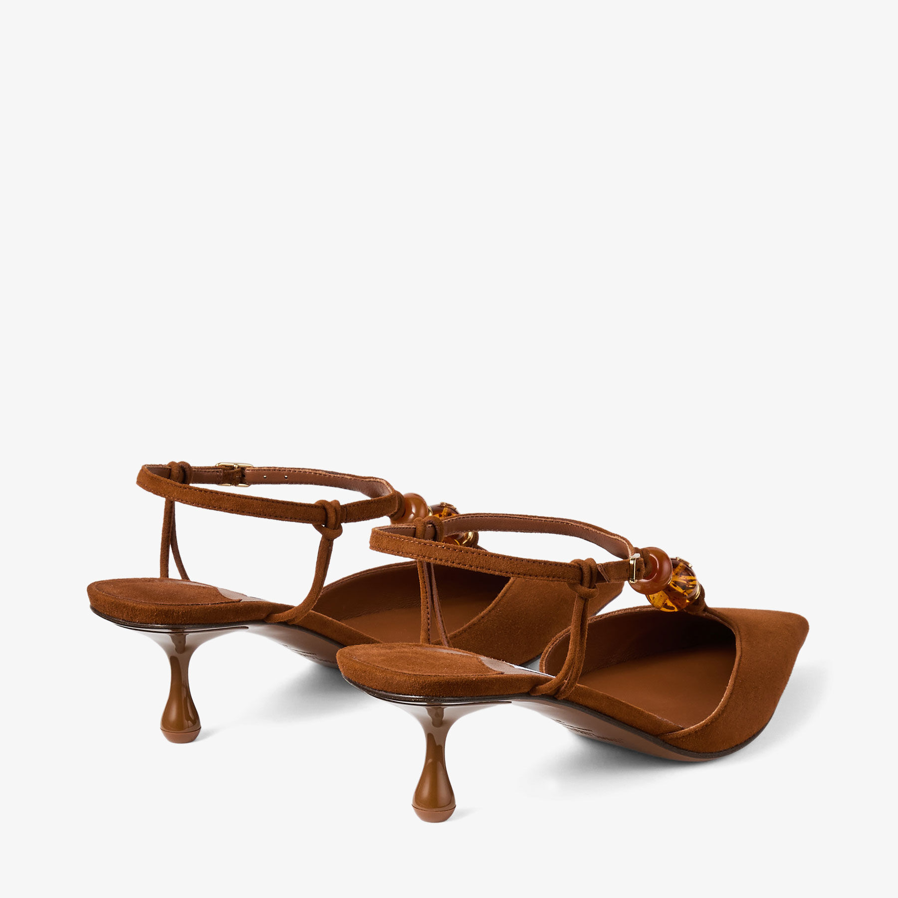 Lauri 50 | Tan Mix Suede Slingbacks with Beads | JIMMY CHOO