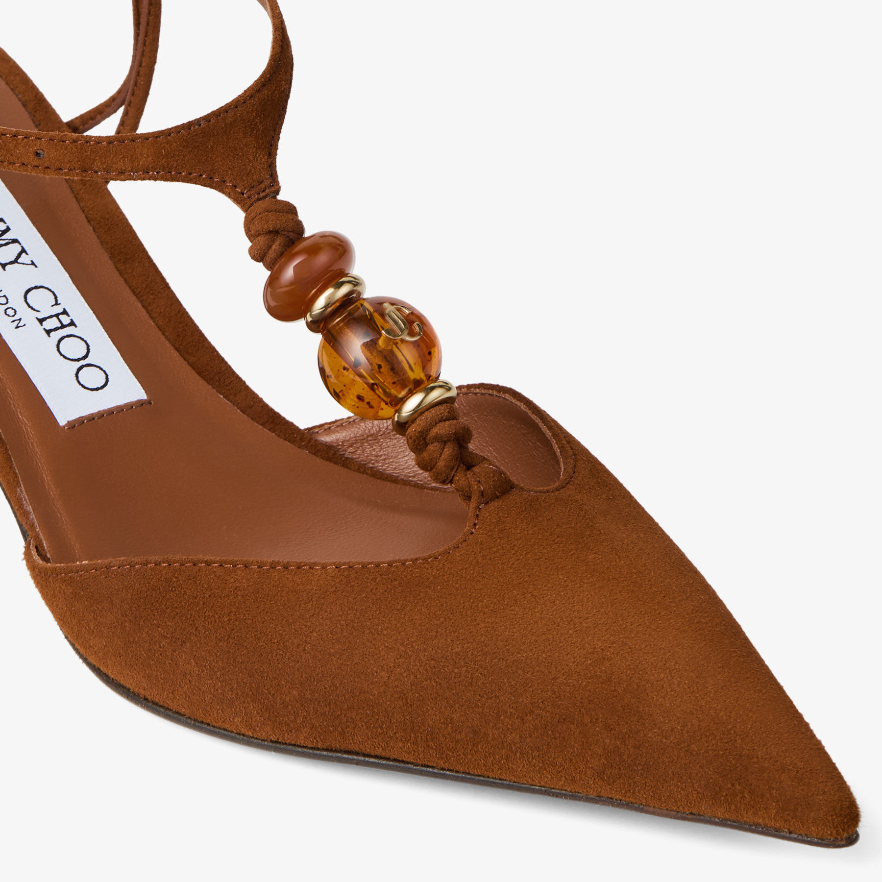 Lauri 50 | Tan Mix Suede Slingbacks with Beads | JIMMY CHOO