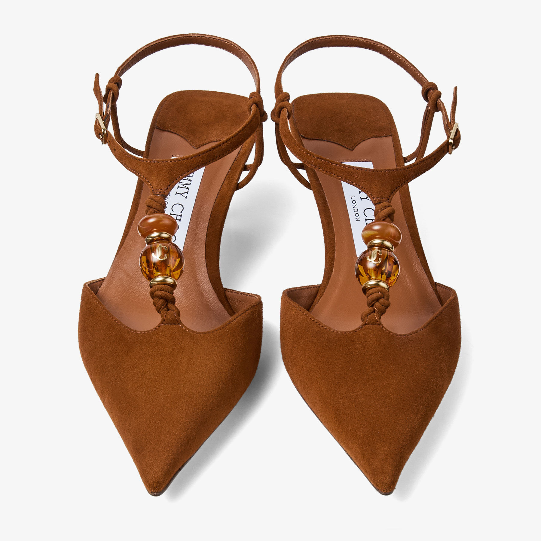 Lauri 50 | Tan Mix Suede Slingbacks with Beads | JIMMY CHOO