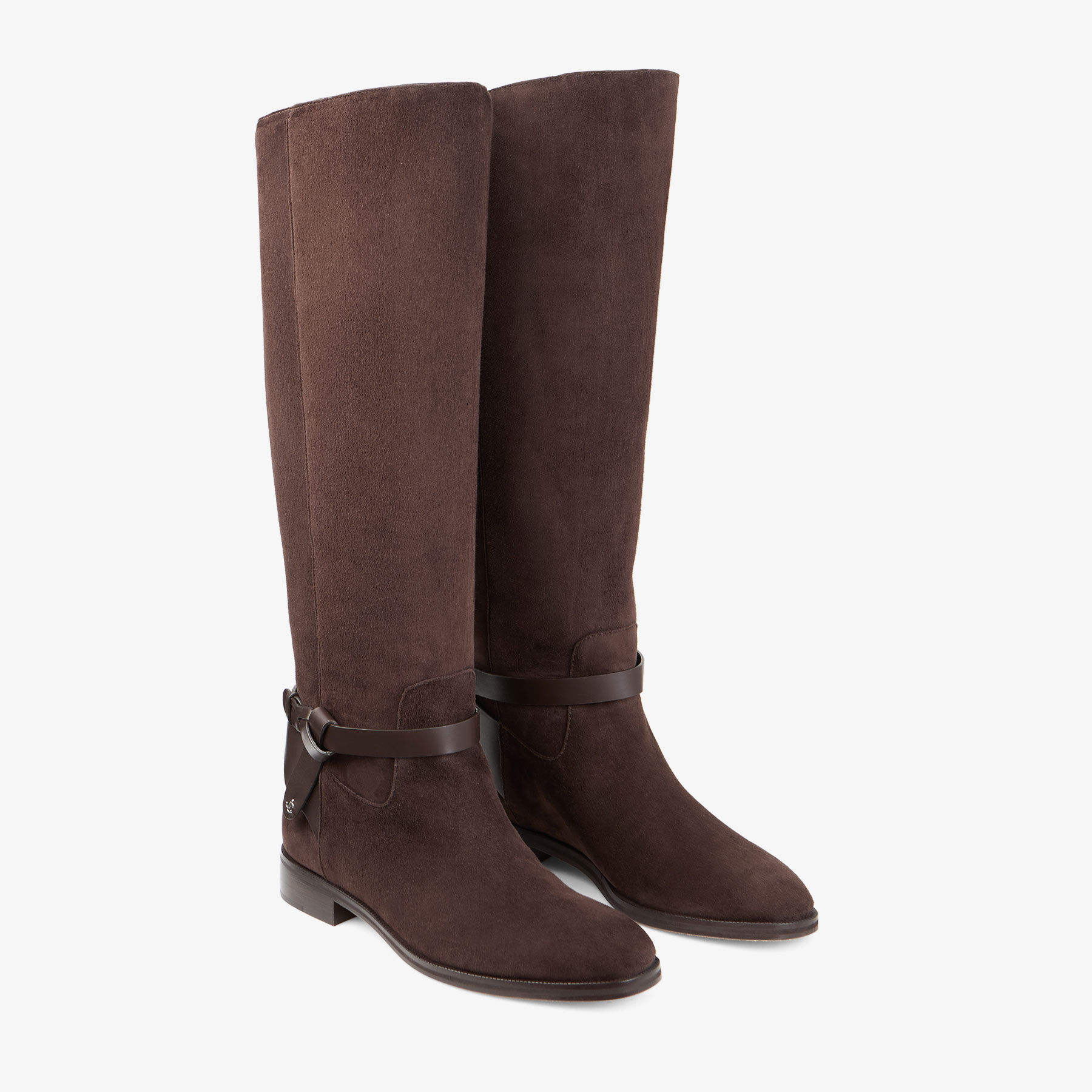Lawton Knee Boot Flat | Chocolate Suede and Calf Leather Knee High