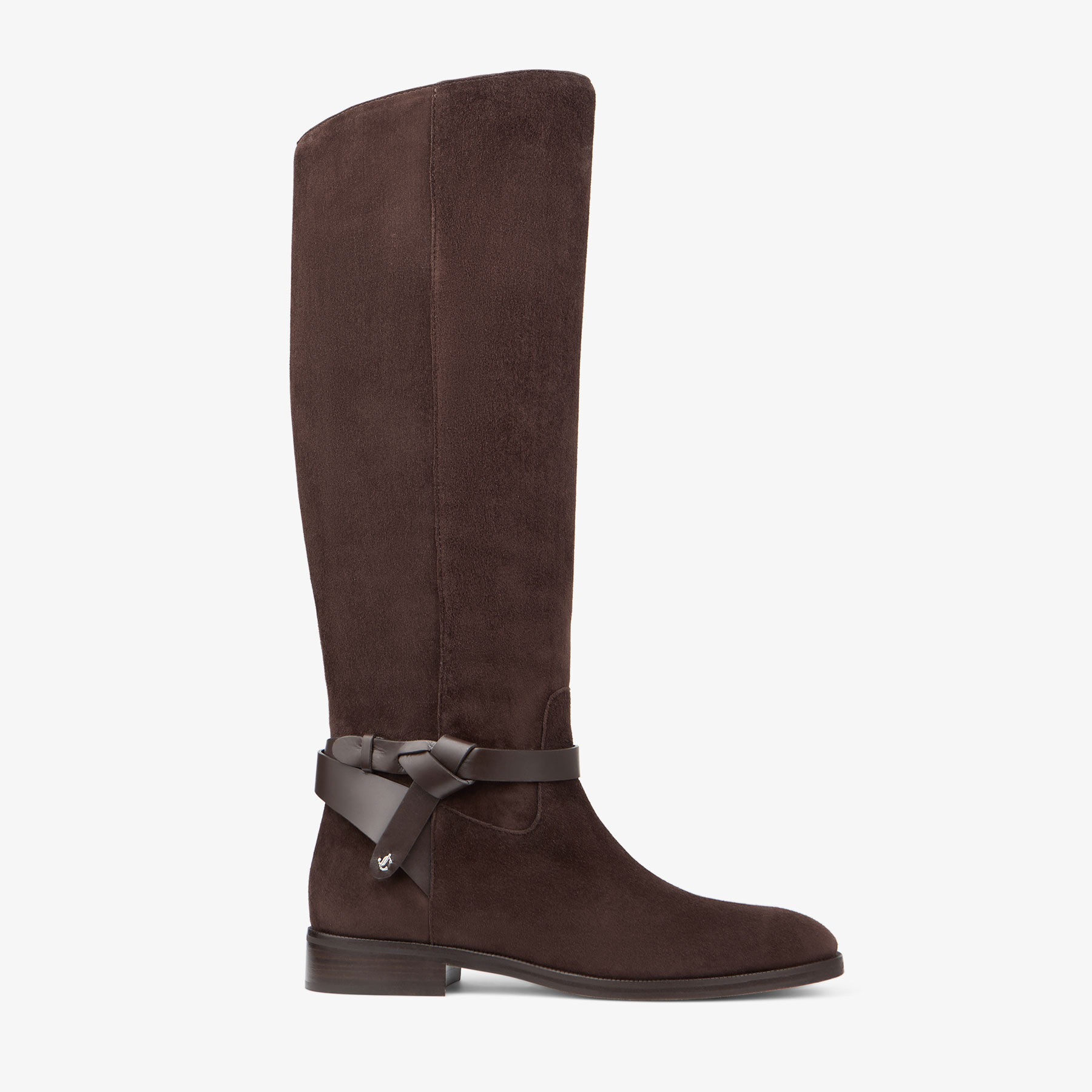 Lawton Knee Boot Flat | Chocolate Suede and Calf Leather Knee High
