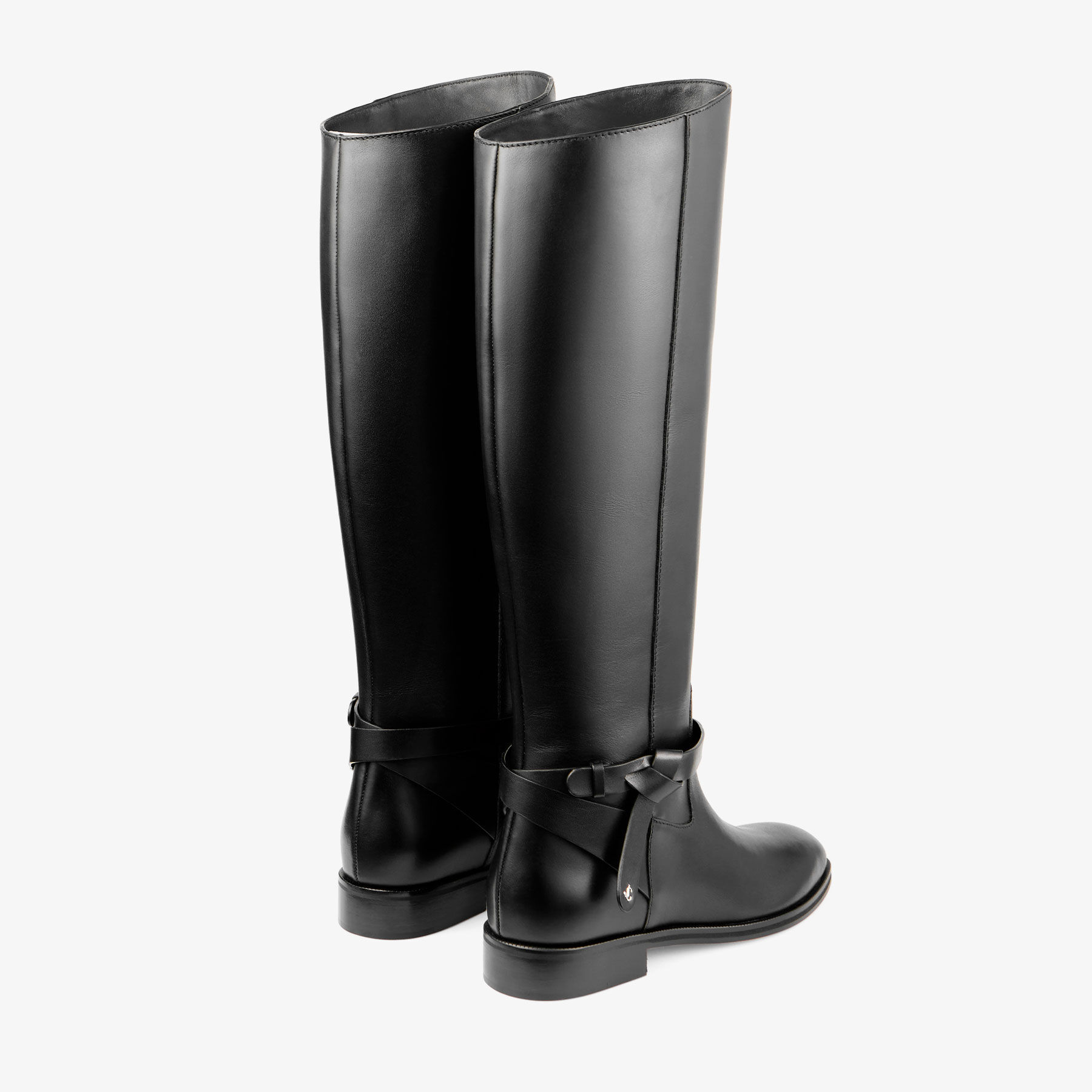 JIMMYCHOO 35 ブーツ Lawton Knee Boot Flat | Black Calf Leather and Soft Vachetta Knee