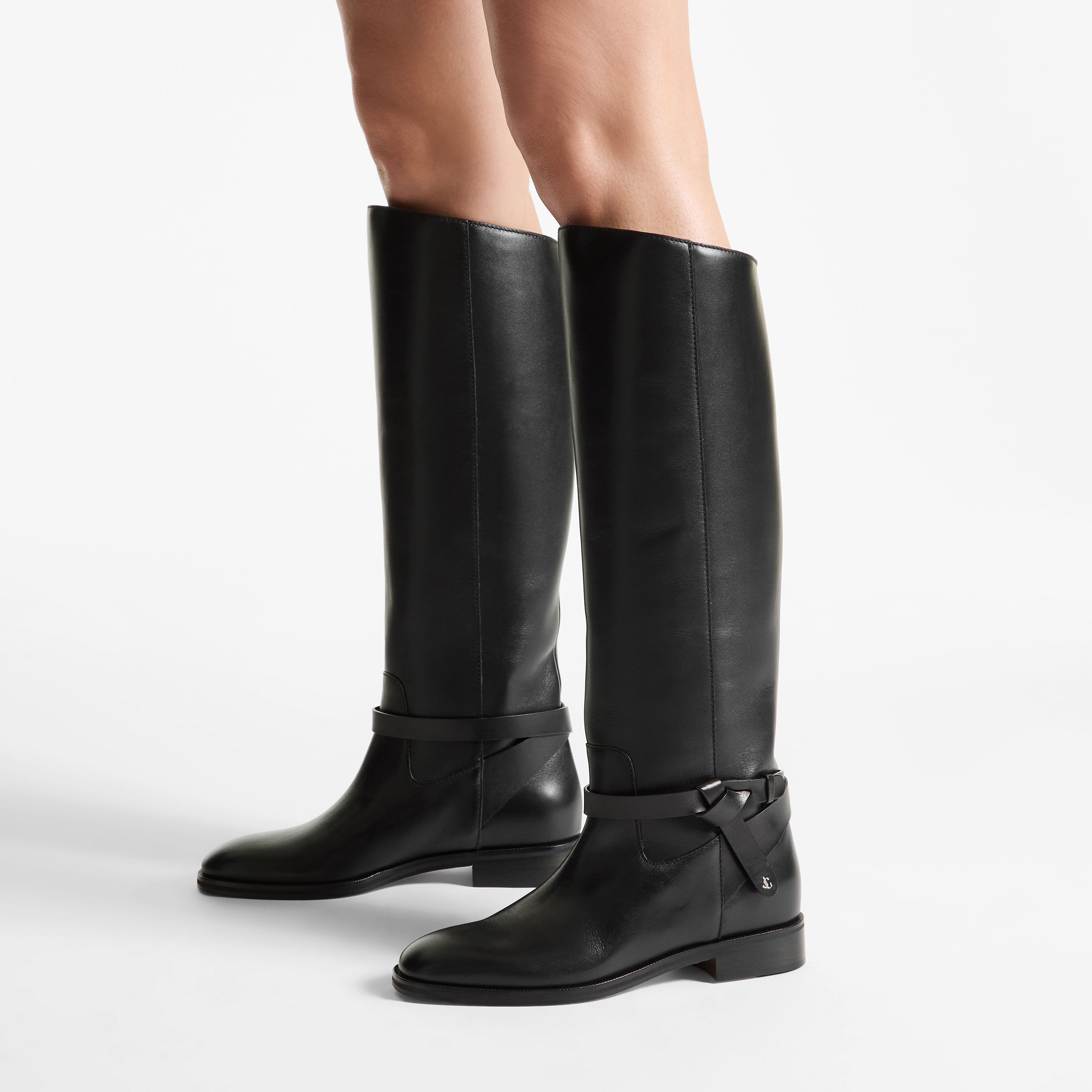JIMMYCHOO 35 ブーツ ALIZZE KB 85 | Black Smooth Leather Knee-High Boots | Autumn
