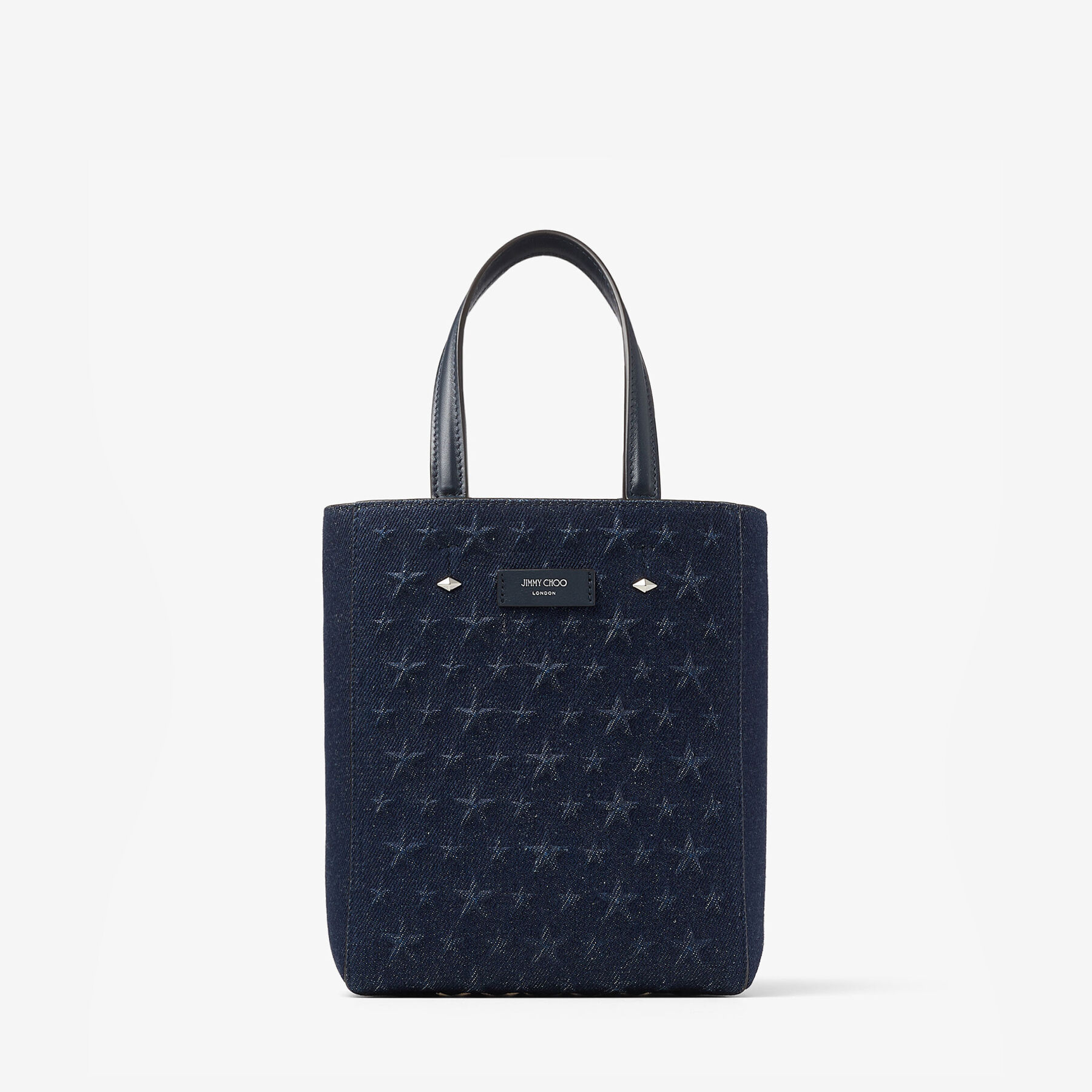 Lenny |Dark Denim/Silver Embossed Denim Tote Bag| JIMMY CHOO US