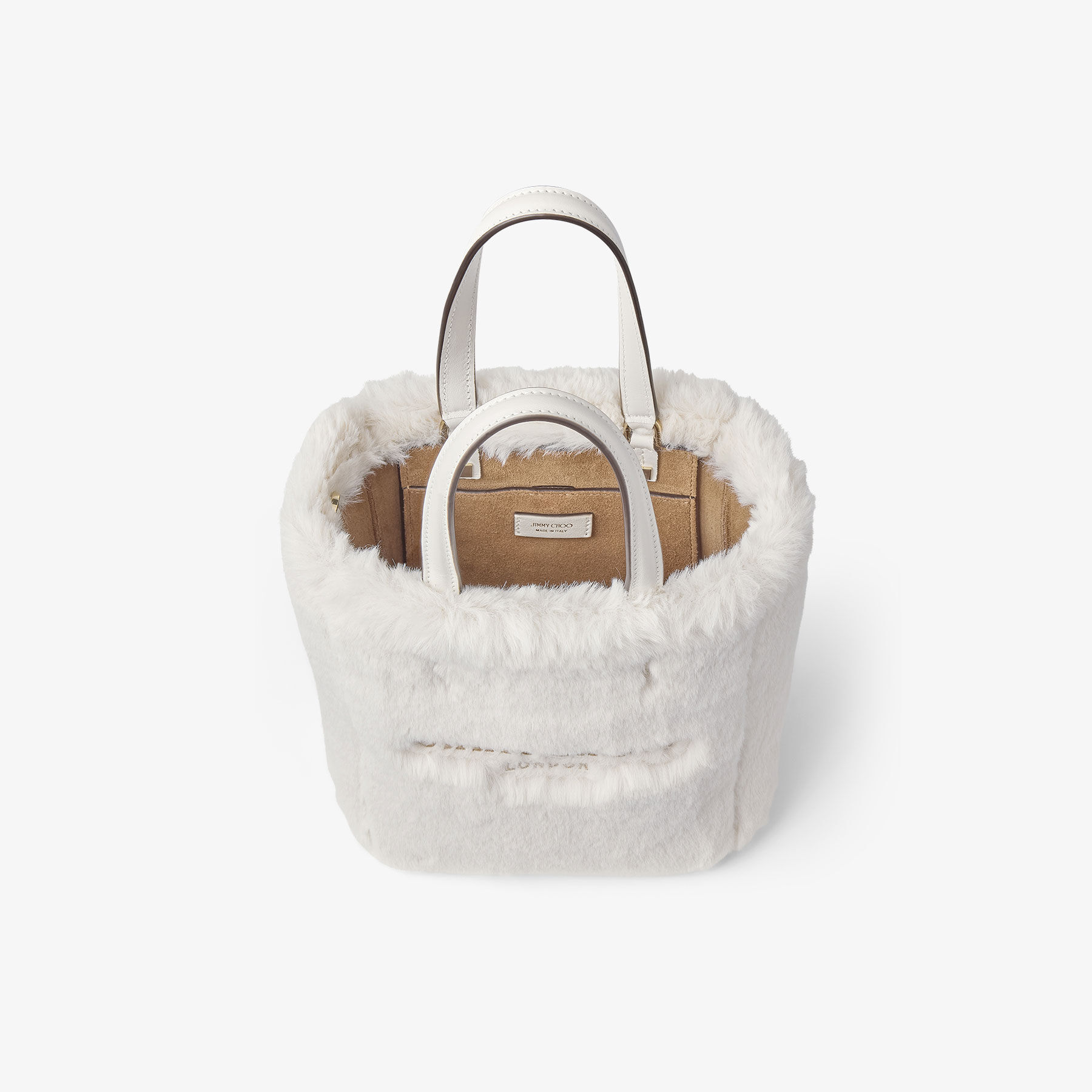JIMMY CHOO☆Lenny North-South S トートバッグ♪【送料込】 Lenny N/S S | Latte Faux Fur Tote Bag | JIMMY CHOO