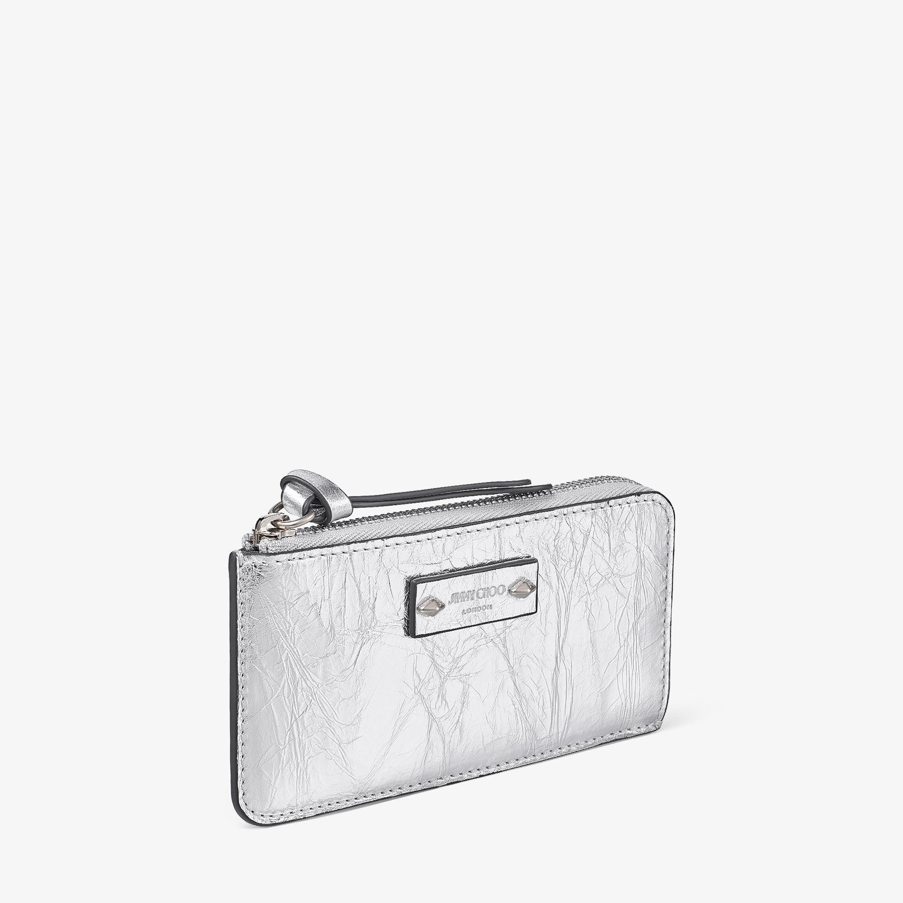 Lise-Z | Silver Vinatge Metallic Leather Wallet | JIMMY CHOO