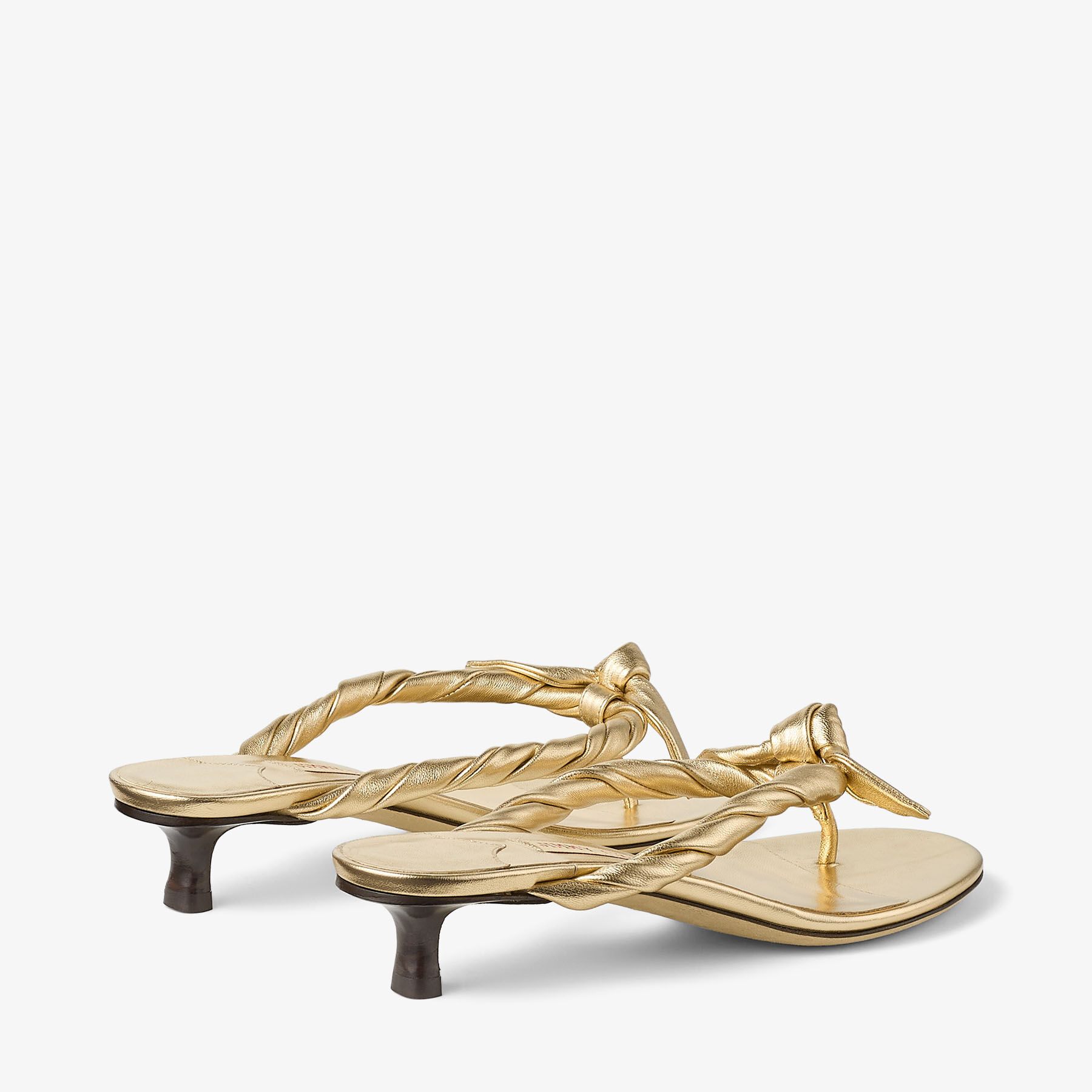 Liss 35 | Gold Metallic Nappa Leather Mules Sandals with Bow