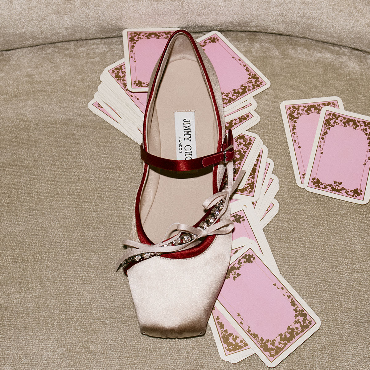 Loli Ballerina | Macaron and Ruby Red Satin Ballerina Flats with