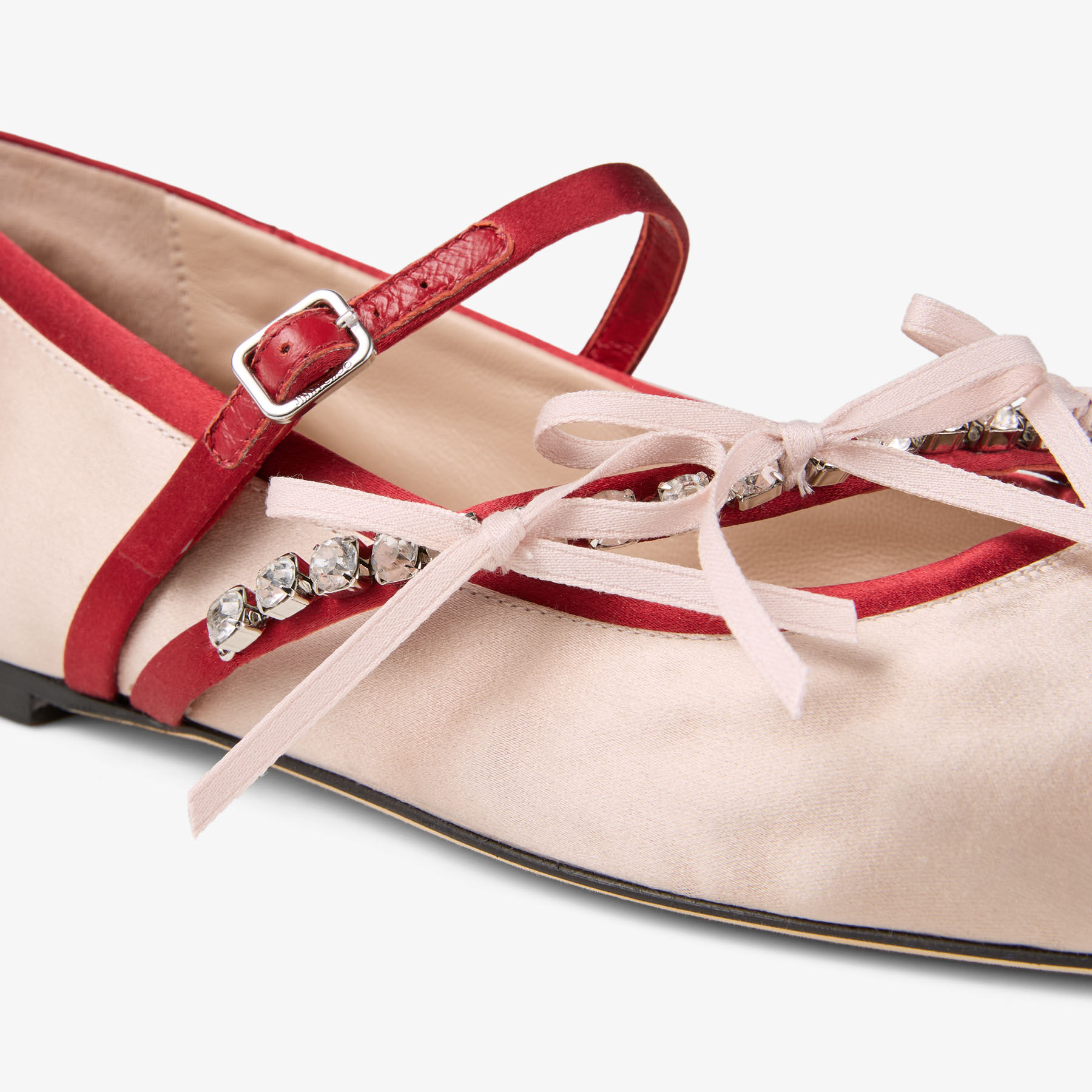 Loli Ballerina | Macaron and Ruby Red Satin Ballerina Flats with