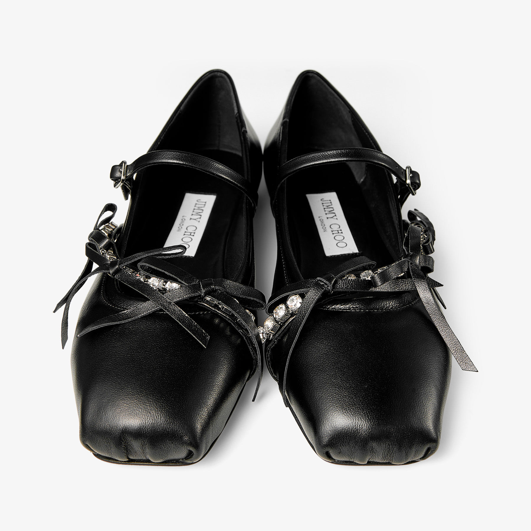 Loli Ballerina | Black Shiny Nappa Leather Ballerina Flats with