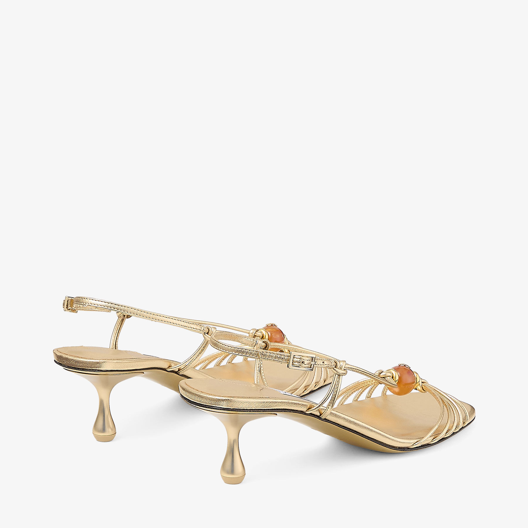 Lova 50 | Gold Metallic Nappa Leather Sandals with Beads | JIMMY CHOO